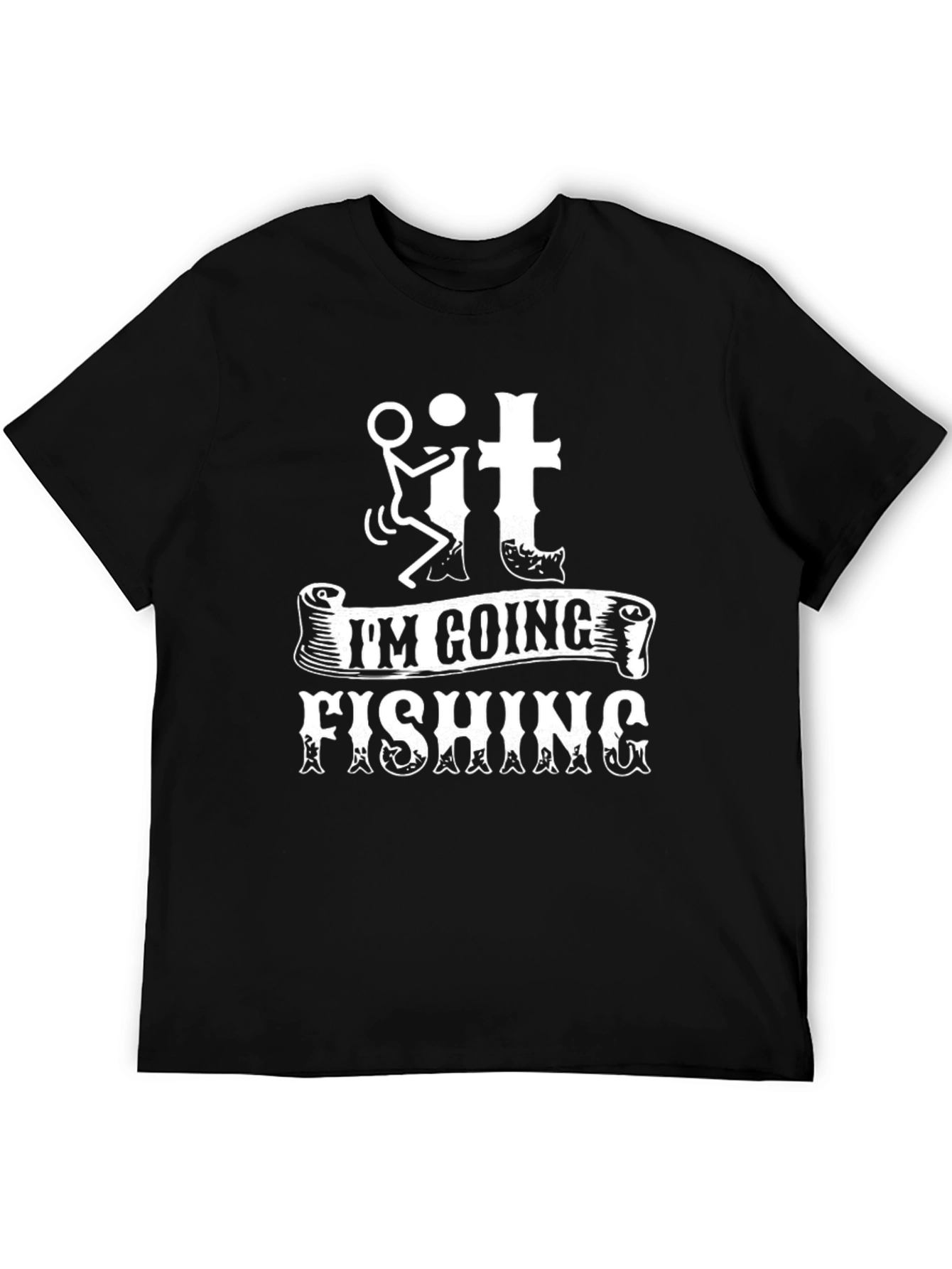 Black Funny Fishing T-Shirt - Black Graphic Tee view 5