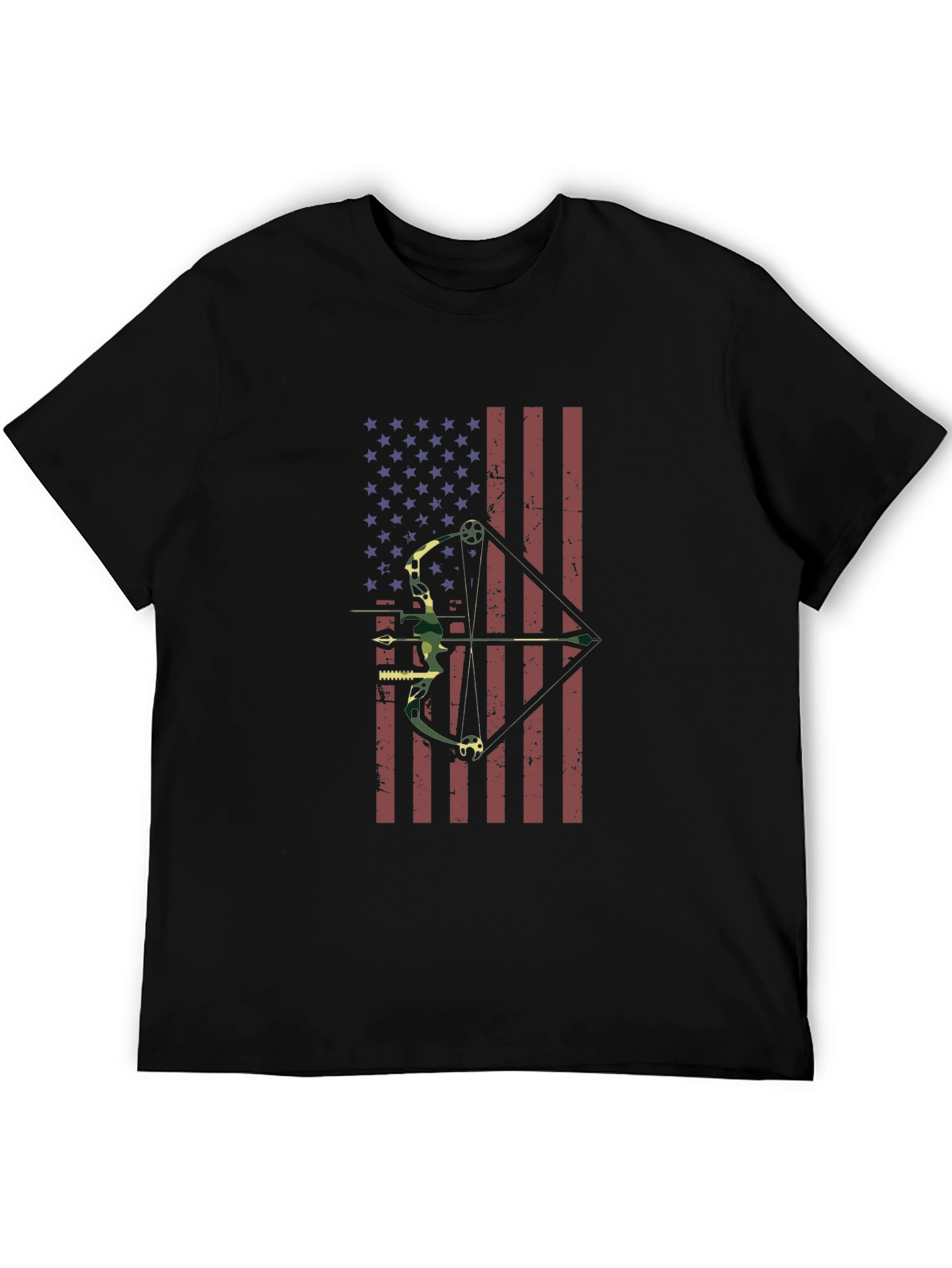 Black American Flag Bow Hunting T-Shirt view 5