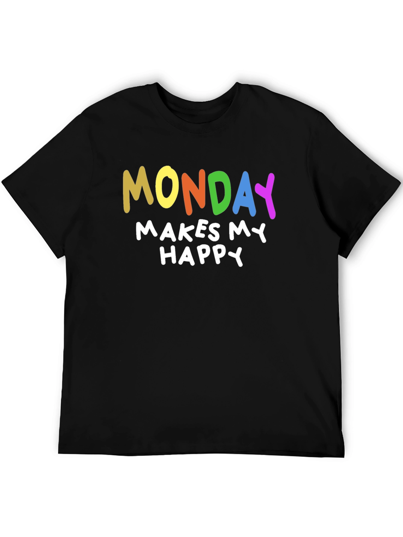 Black Funny Monday Makes Me Happy T-Shirt view 5