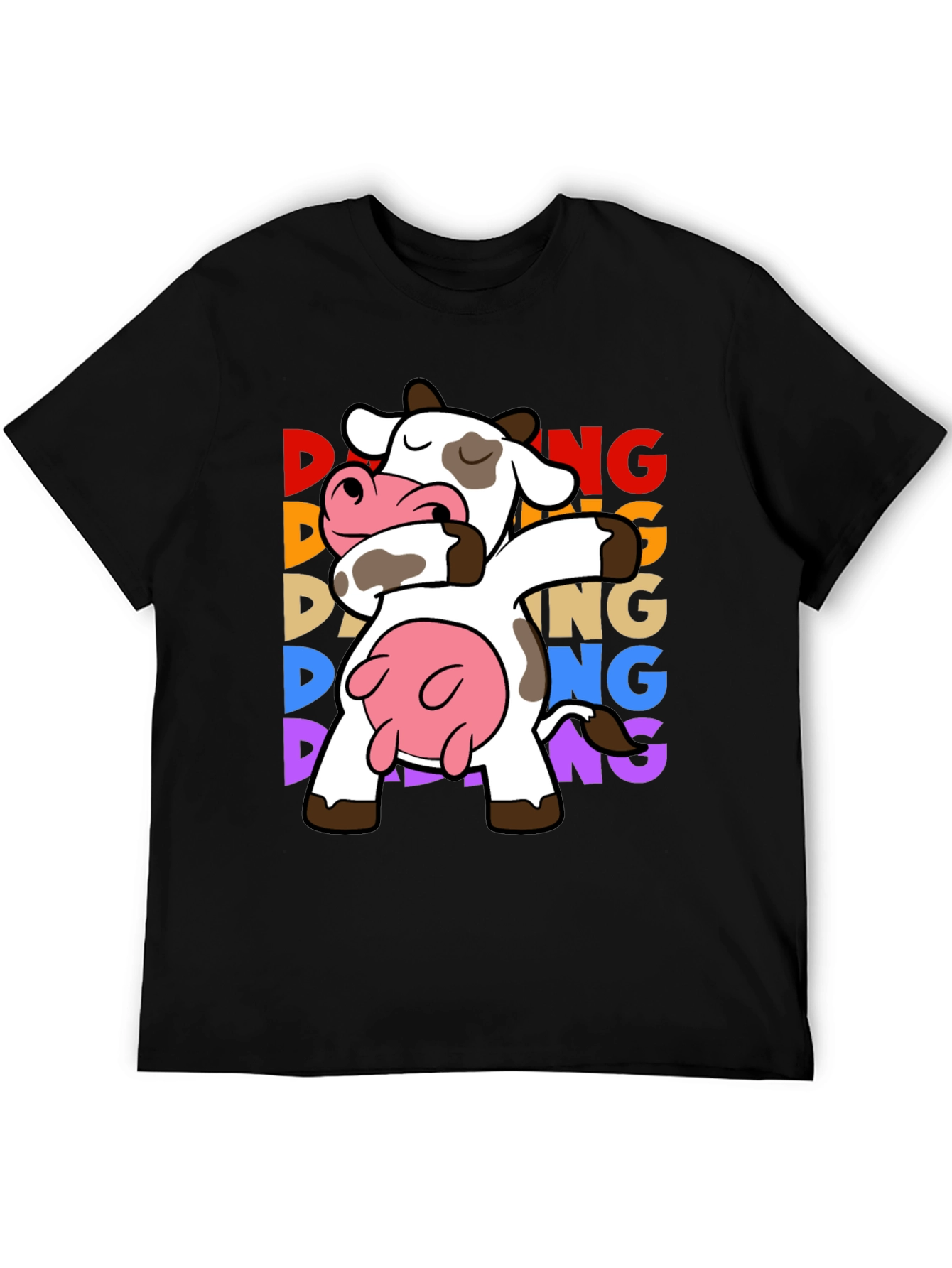 Black Dabbing Cow Graphic Tee - Funny Animal T-Shirt view 5