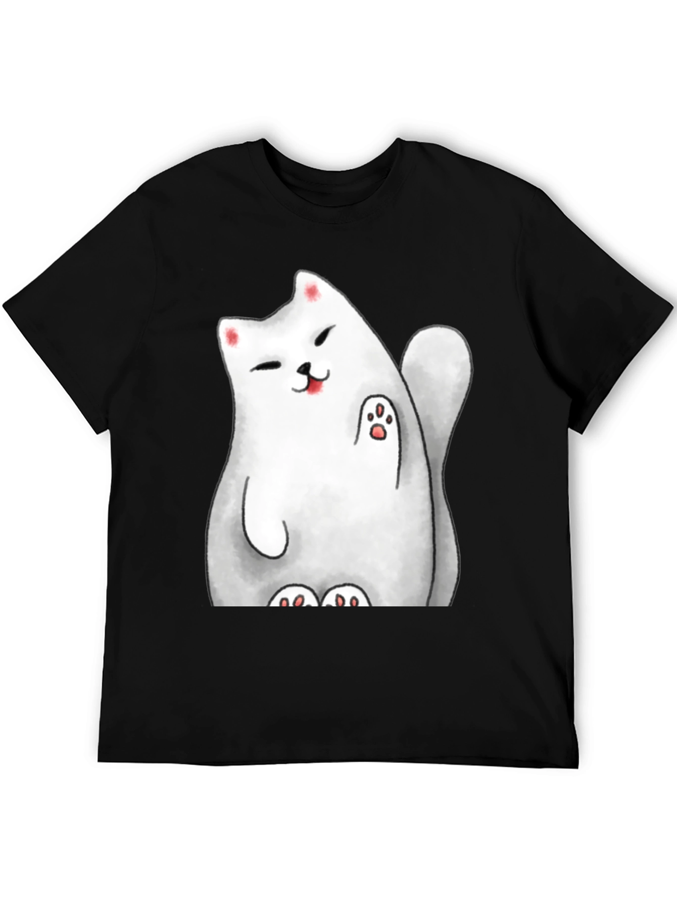 Black Lucky Cat Graphic Tee - Cute Cartoon Style view 5