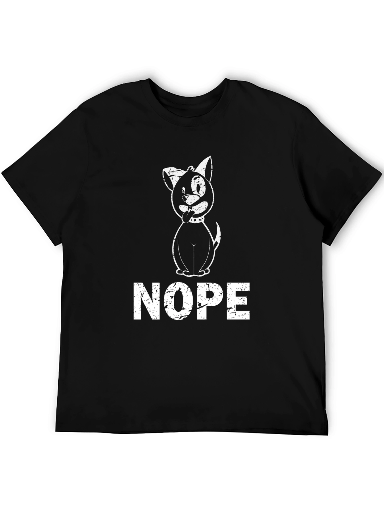 Black Nope Dog T-Shirt - Funny Graphic Tee view 5
