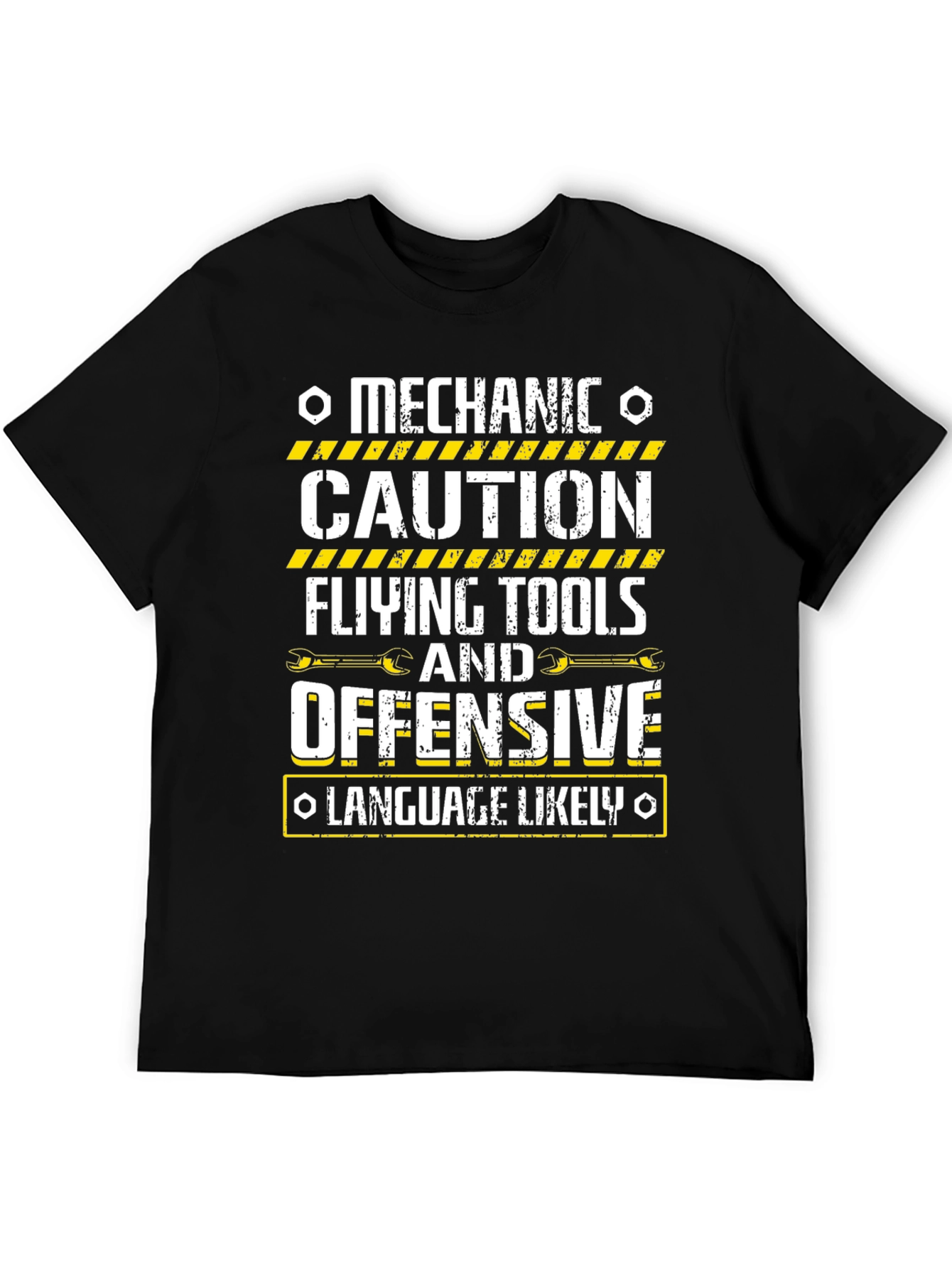 Black Mechanic Caution T-Shirt Funny Offensive Language view 5