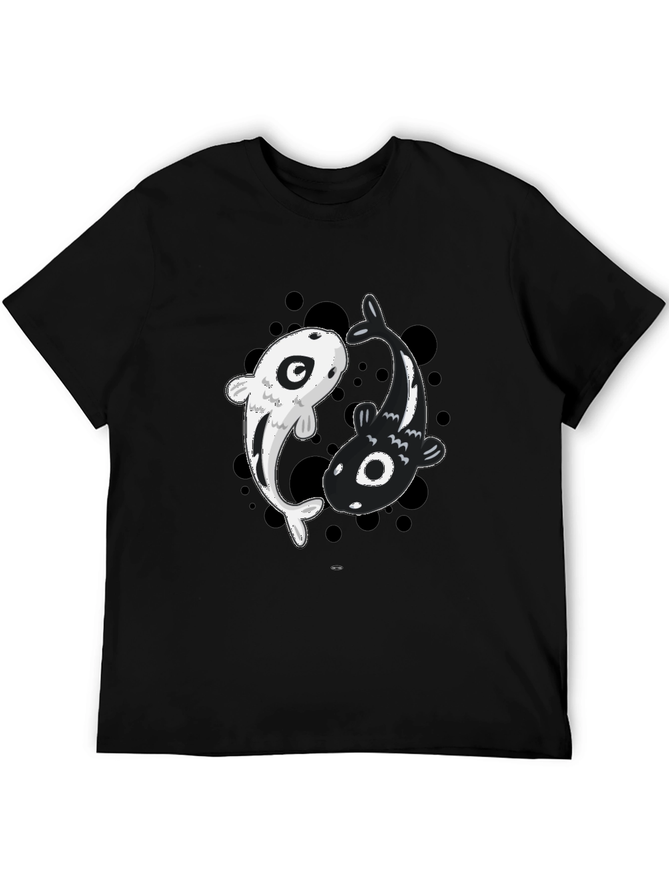 Black Yin Yang Koi Fish Graphic Tee - Black view 5