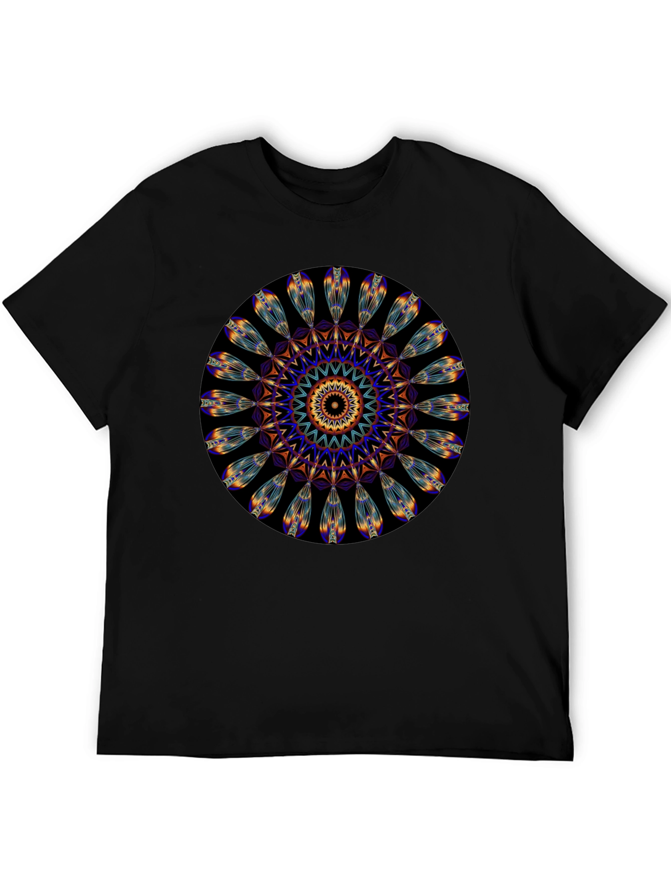 Black Mandala Print Black T-Shirt - Unique Artistic Design view 5