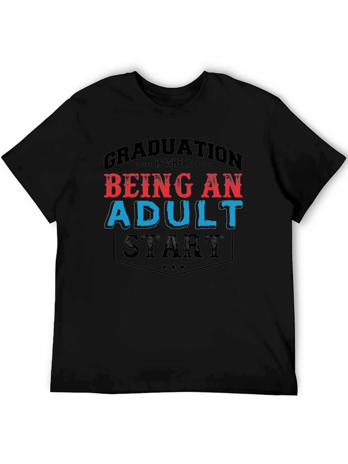 Black Graduation Adult Start Graphic Tee view 5