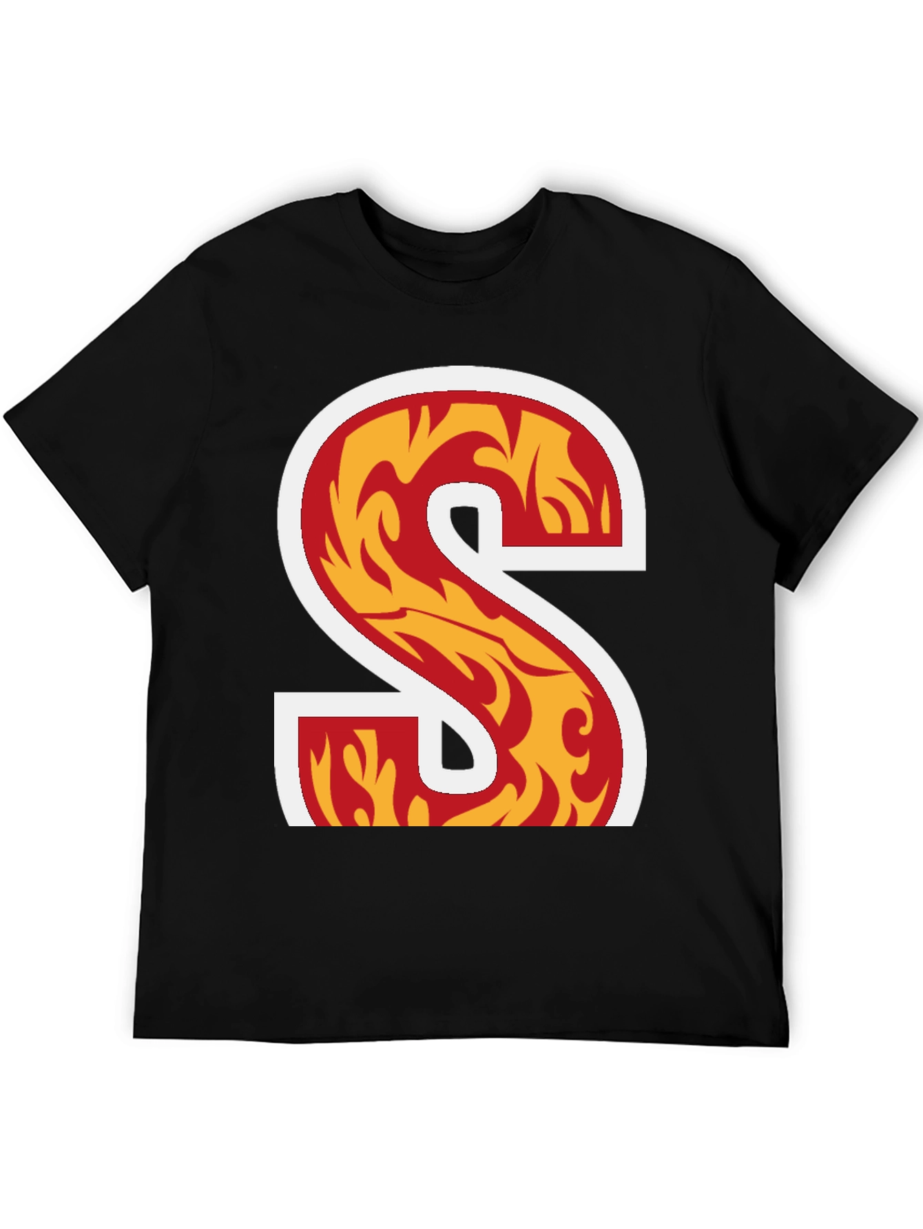 Black Fiery Letter S Graphic Tee - Bold Statement Shirt view 5