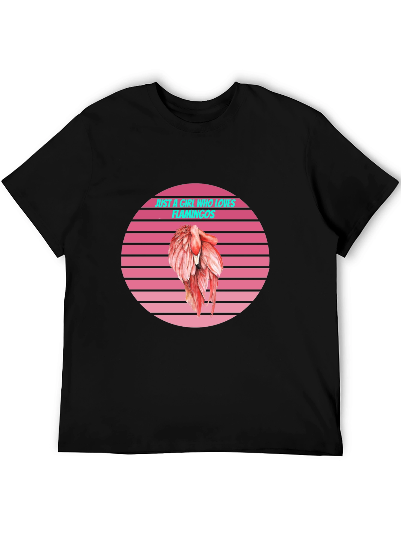 Black Just a Girl Who Loves Flamingos T-Shirt view 5