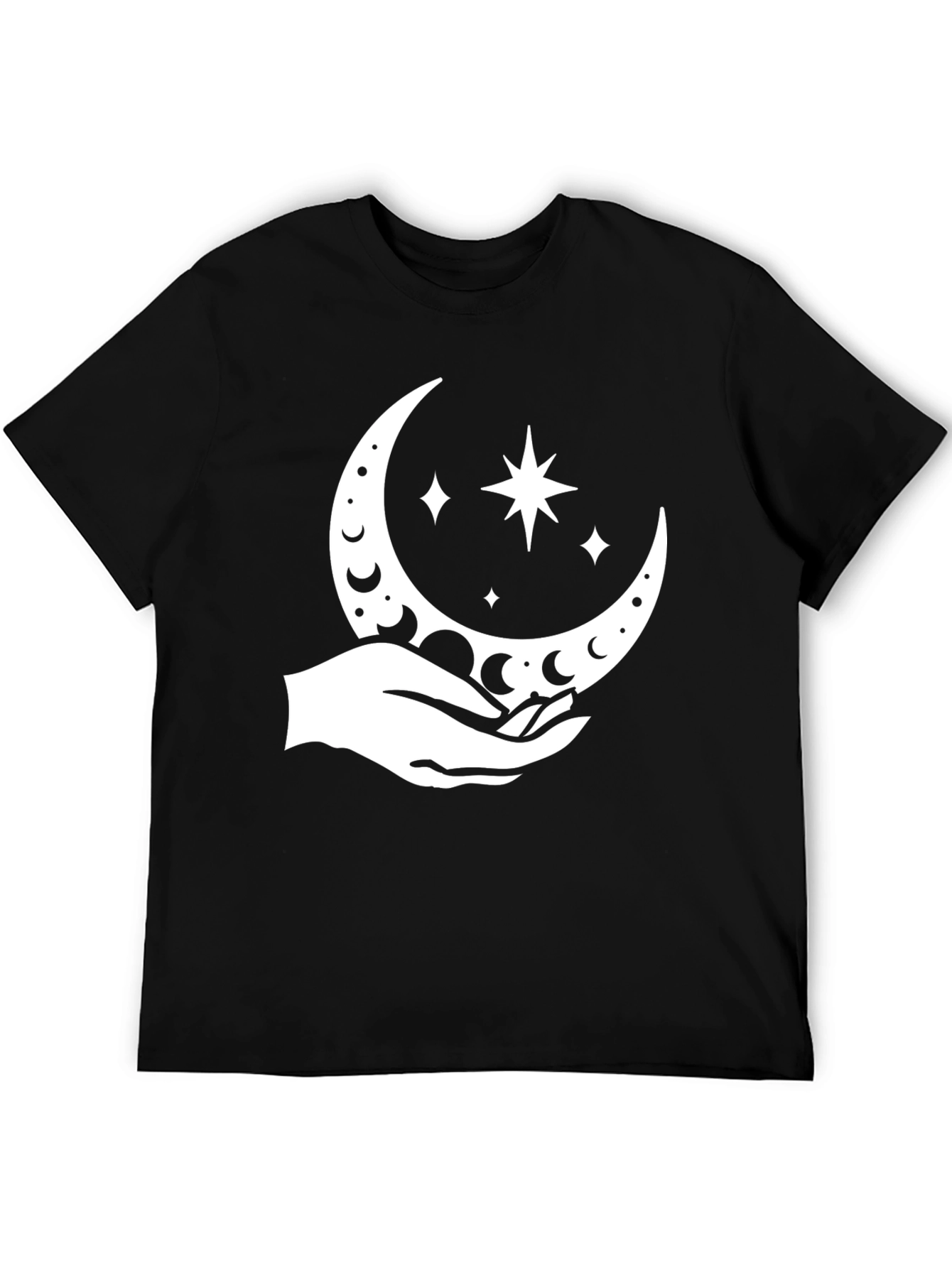 Black Celestial Hand Graphic Tee - Black Cotton Blend view 5