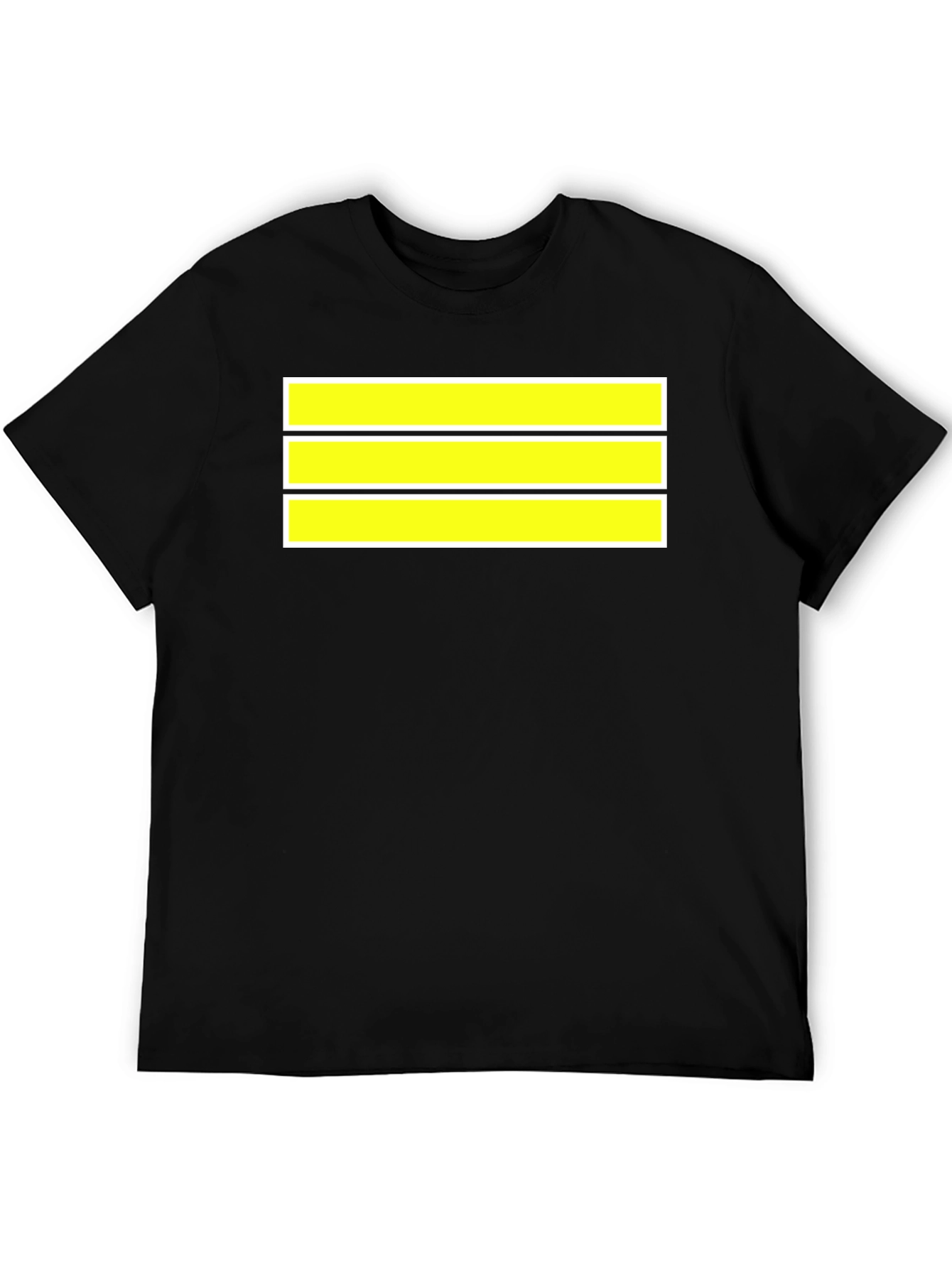 Black Striped Graphic Tee - Bold Yellow Bands on Black Cotton view 5