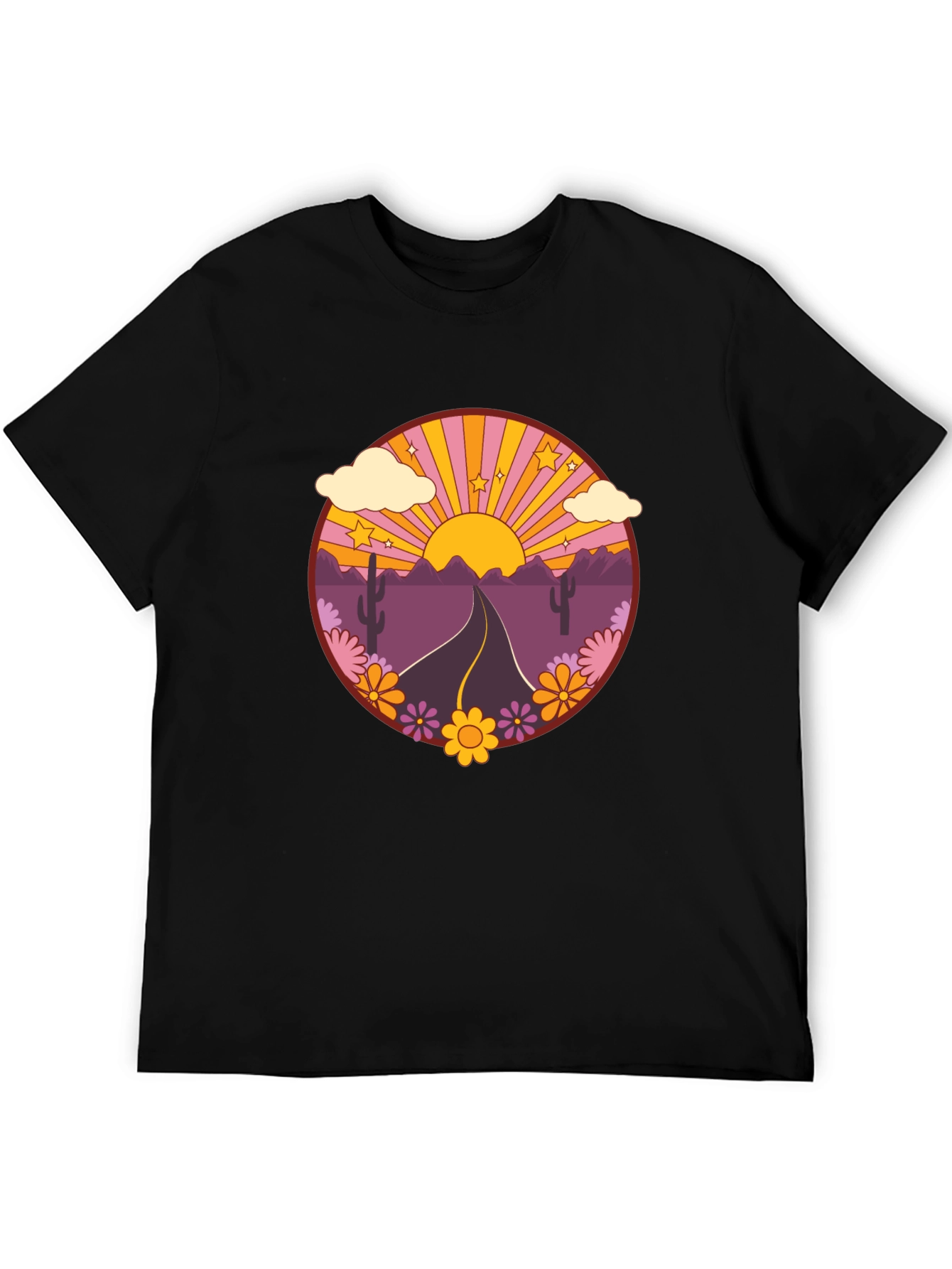 Black Retro Desert Road Trip T-Shirt view 5