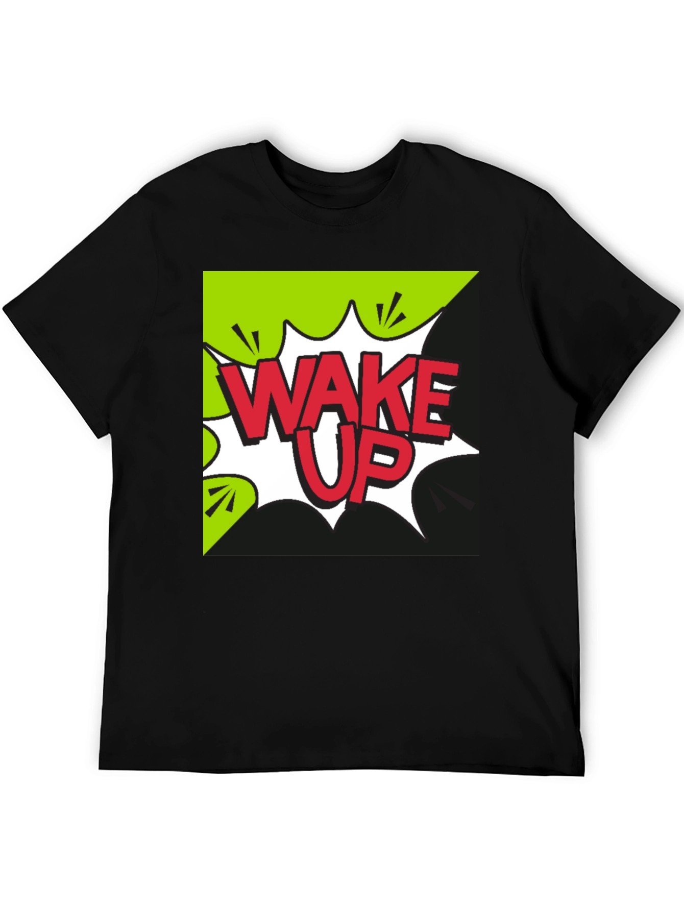 Black Wake Up Graphic Tee - Black Cotton T-Shirt view 5