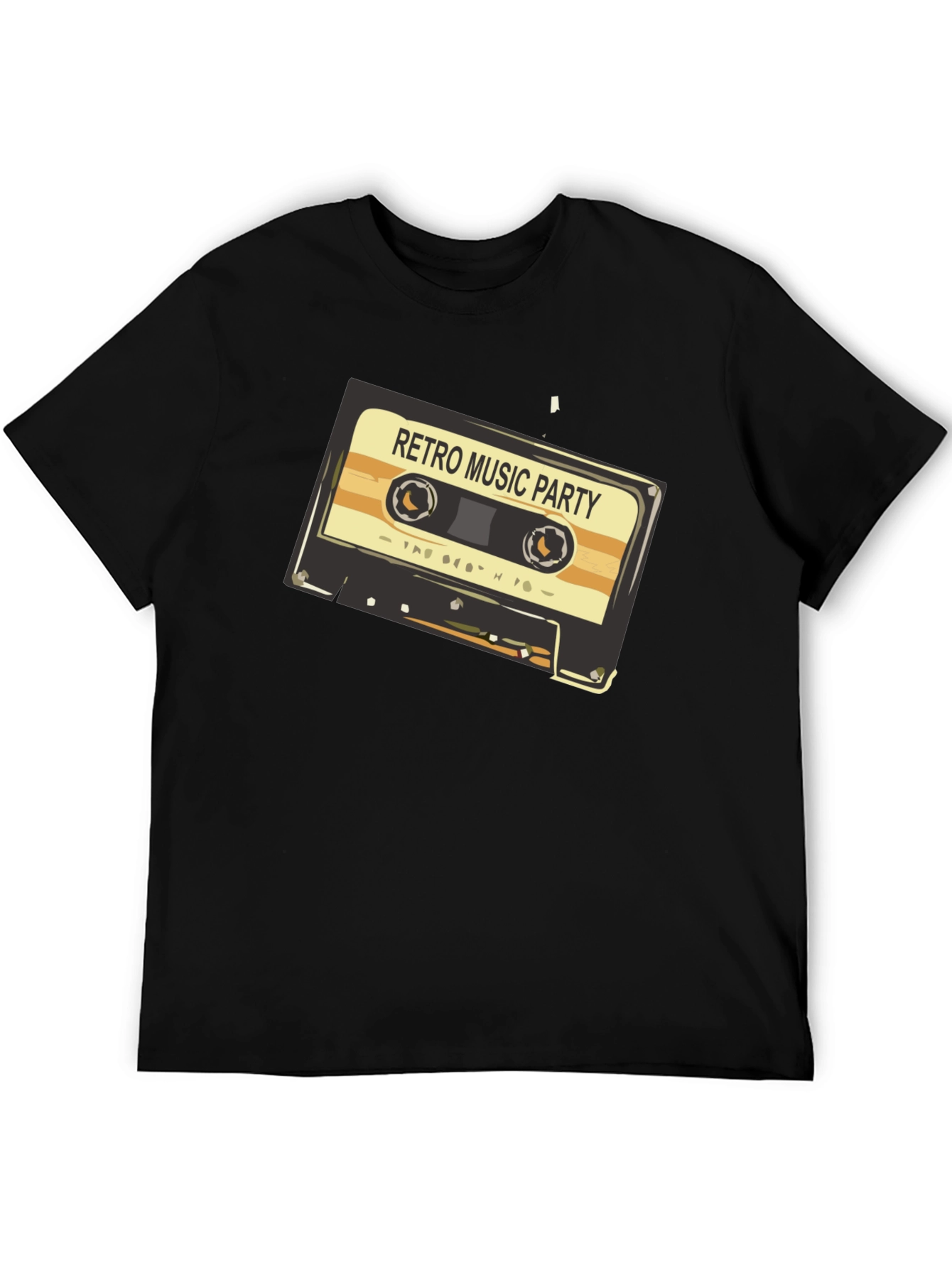 Black Retro Music Party Graphic Tee - Vintage Cassette Design view 5