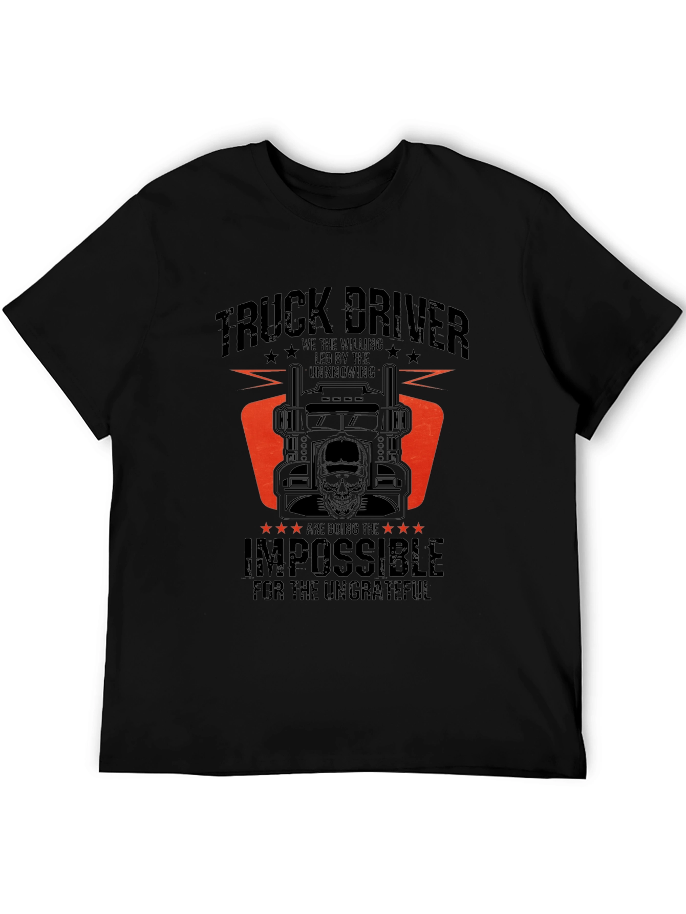Black Truck Driver T-Shirt - Doing the Impossible view 5