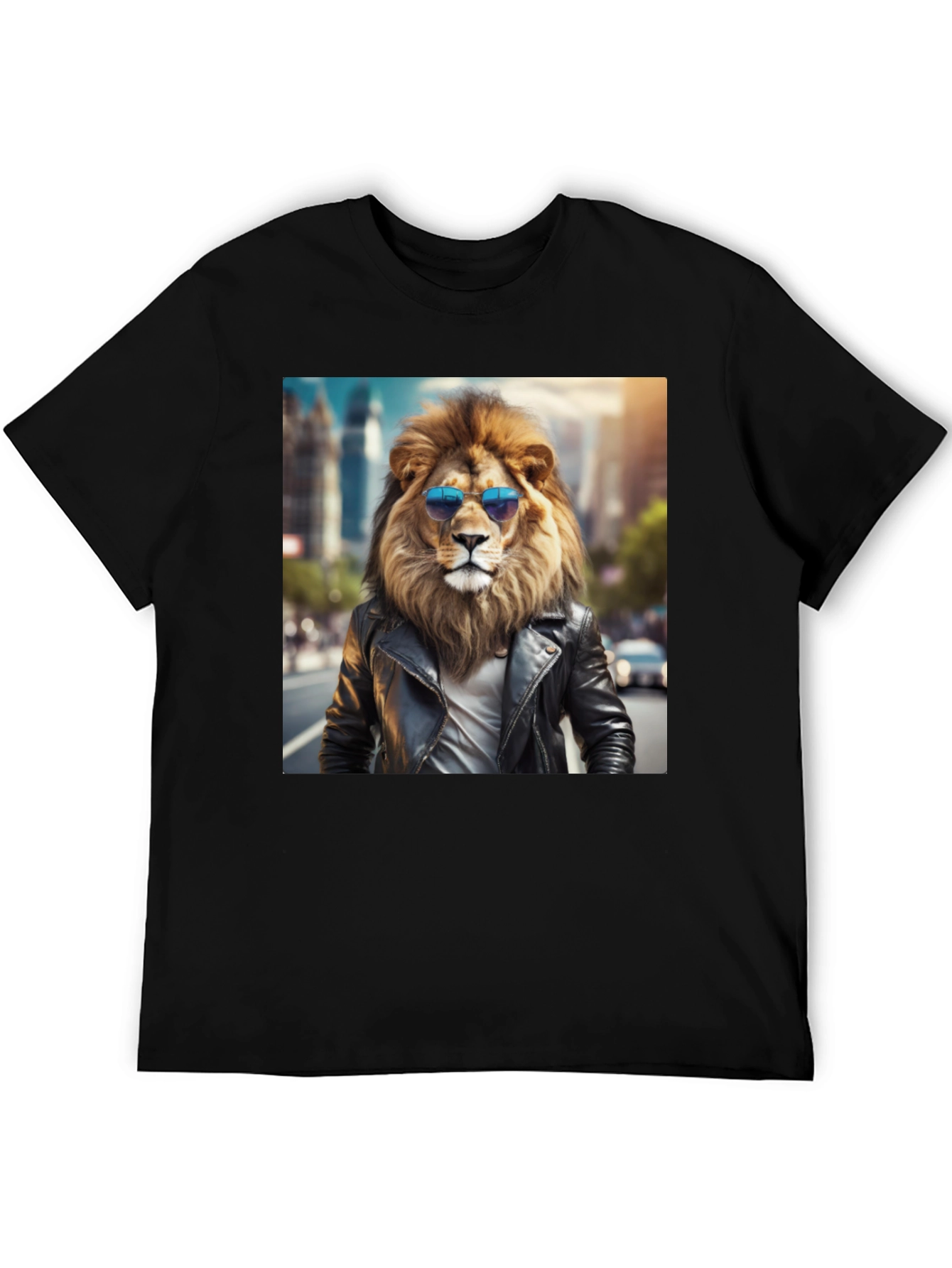 Black Cool Lion Graphic Tee - Street Style view 5