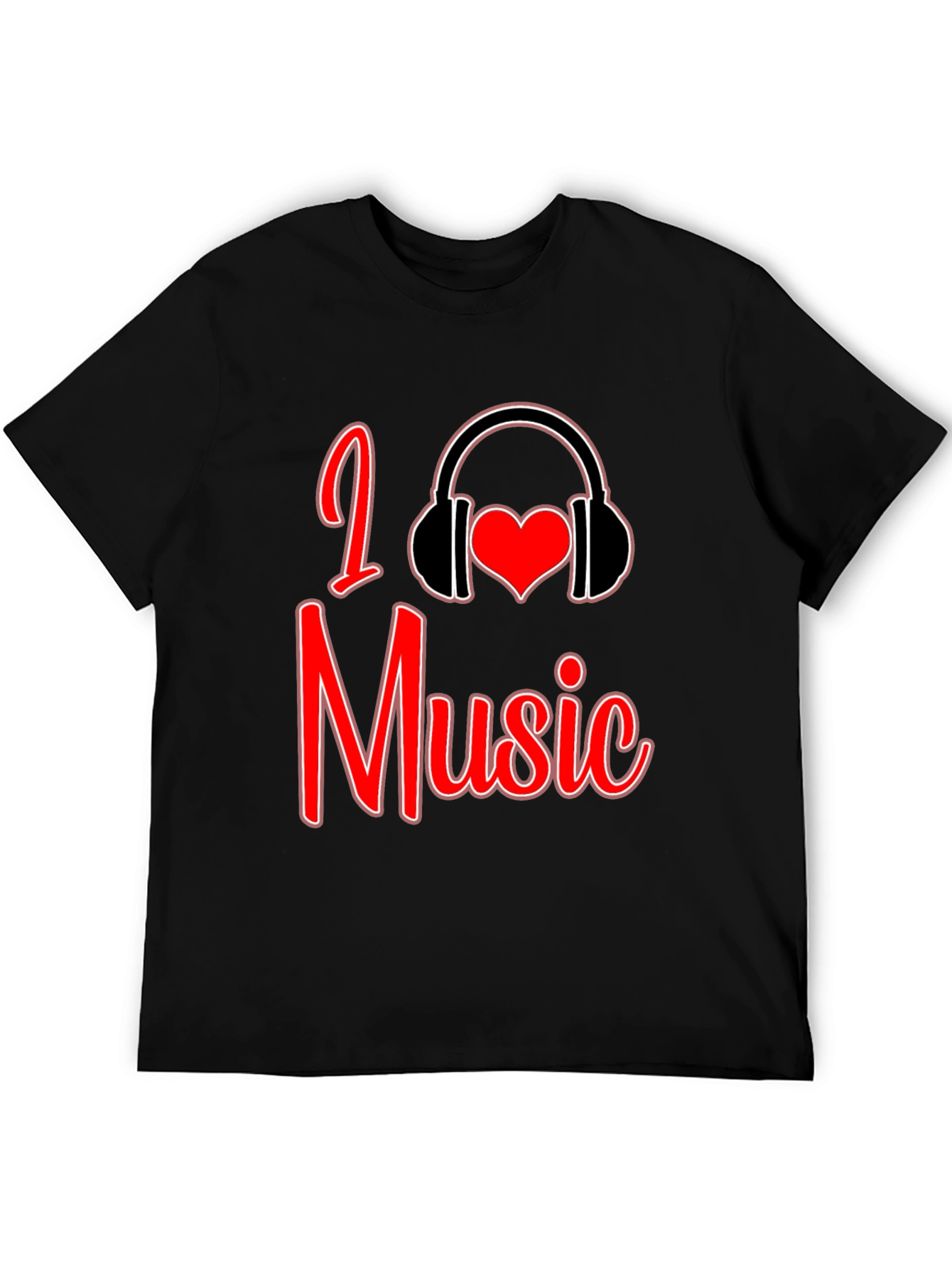 Black I Love Music Graphic T-Shirt view 5