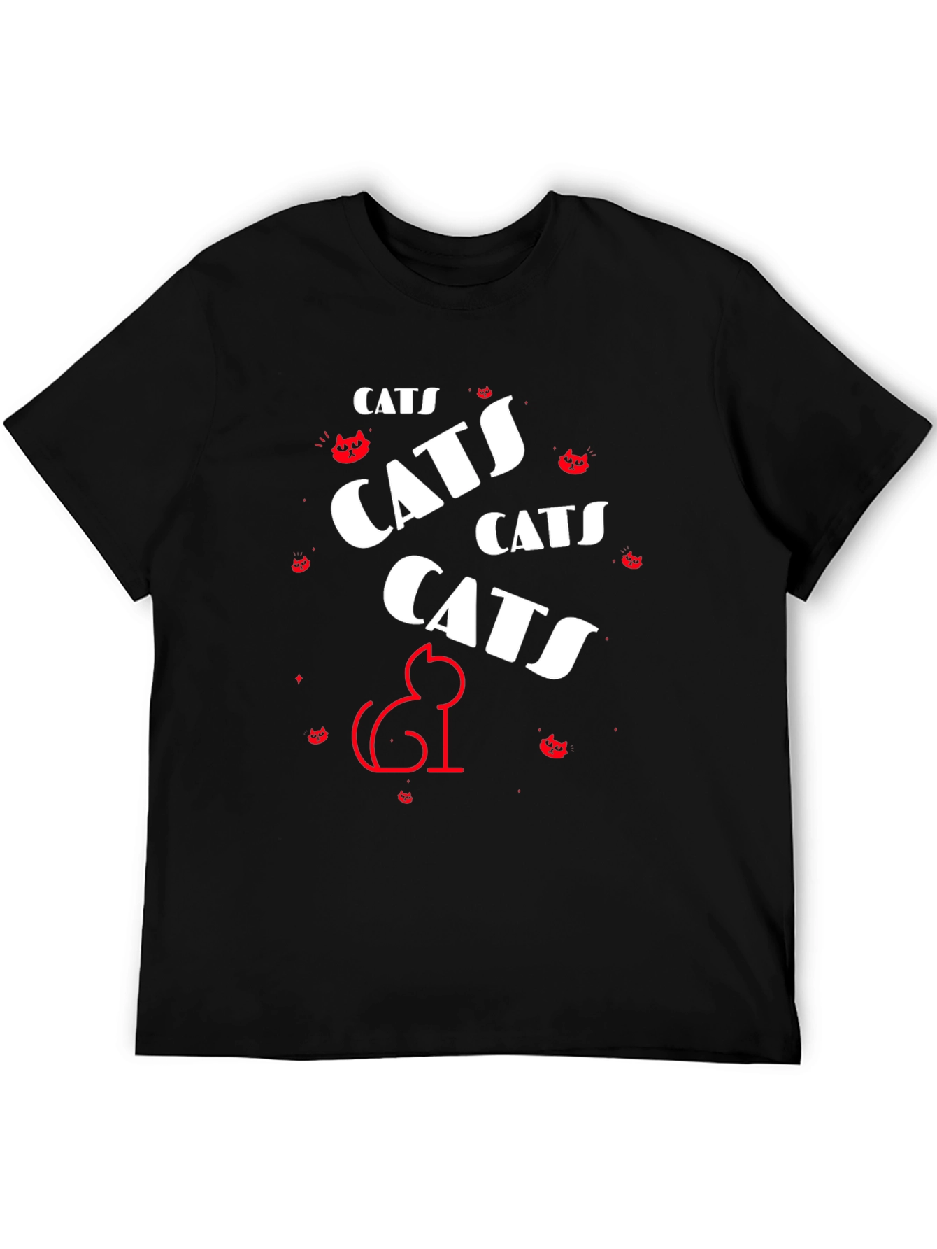 Black Cats Graphic Tee - Black Cotton T-Shirt view 5