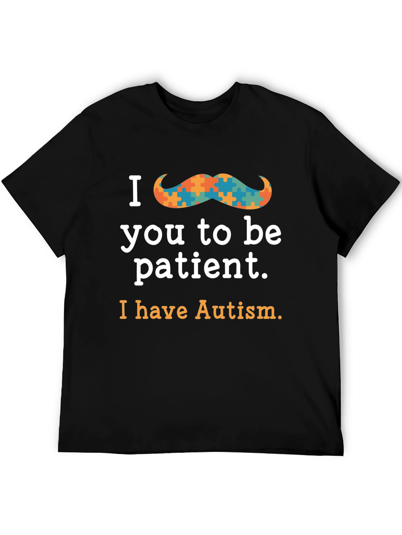 Black Autism Awareness Graphic Tee - Be Patient view 5