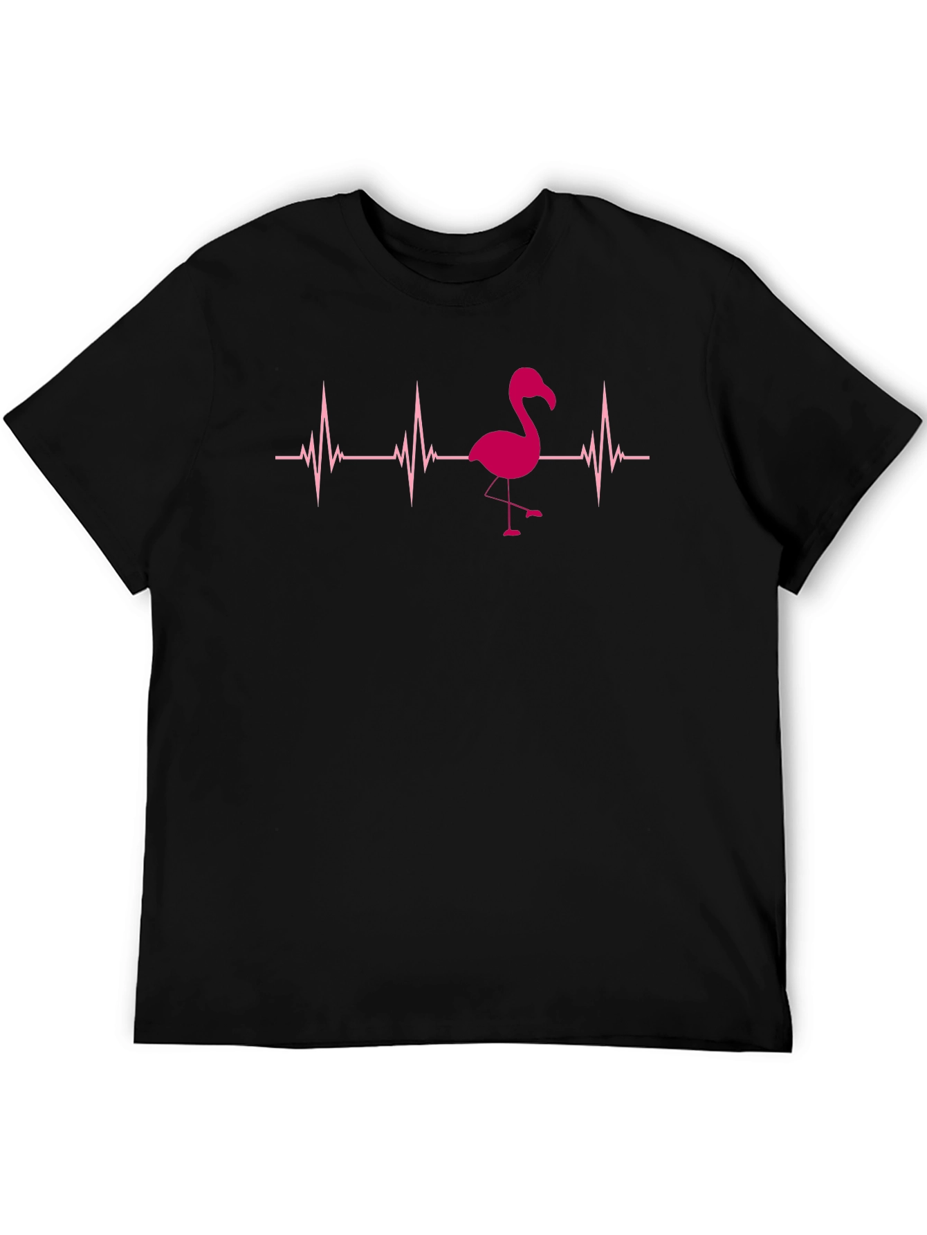 Black Flamingo Heartbeat T-Shirt - Fun Graphic Tee view 5