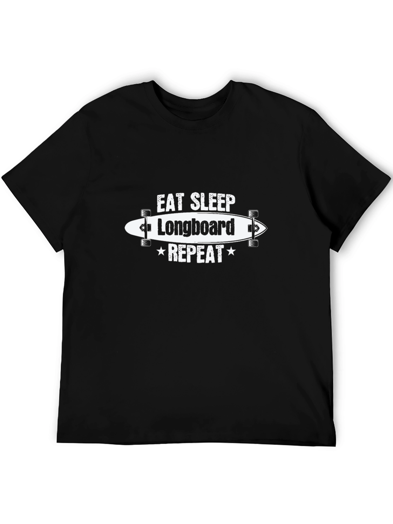 Black Eat Sleep Longboard Repeat Black T-Shirt view 5