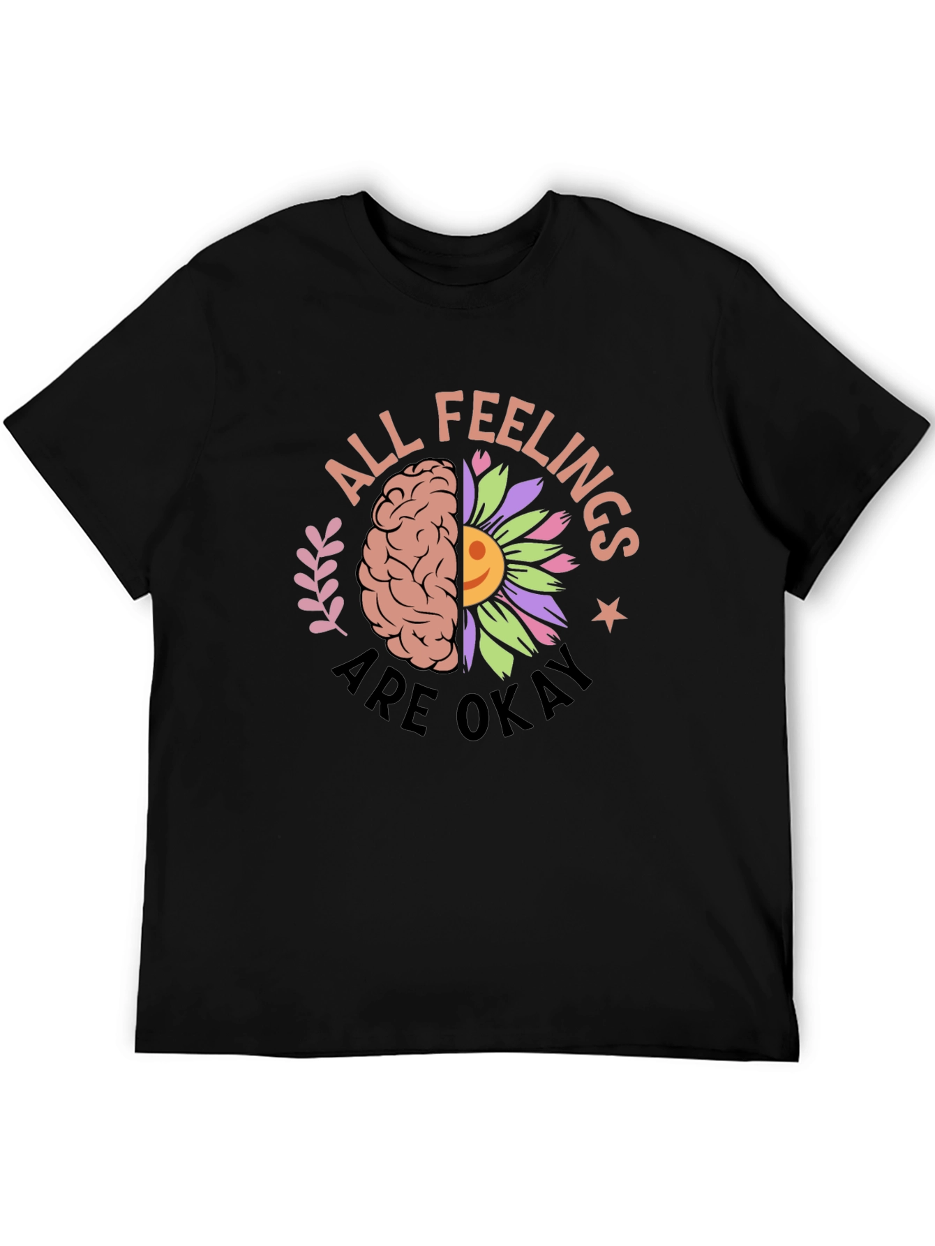 Black All Feelings Are Okay Graphic Tee view 5