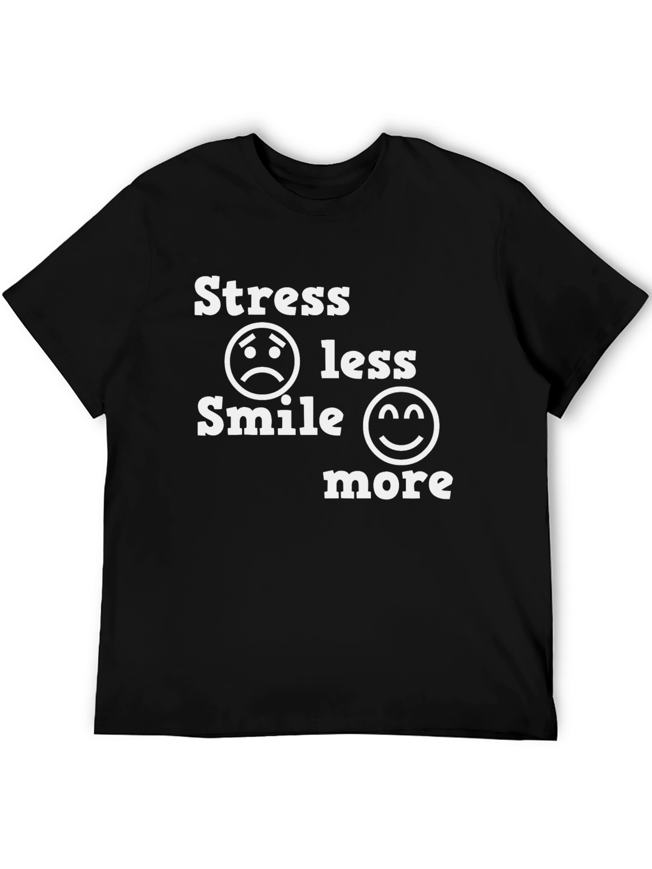 Black Stress Less Smile More Graphic T-Shirt view 5