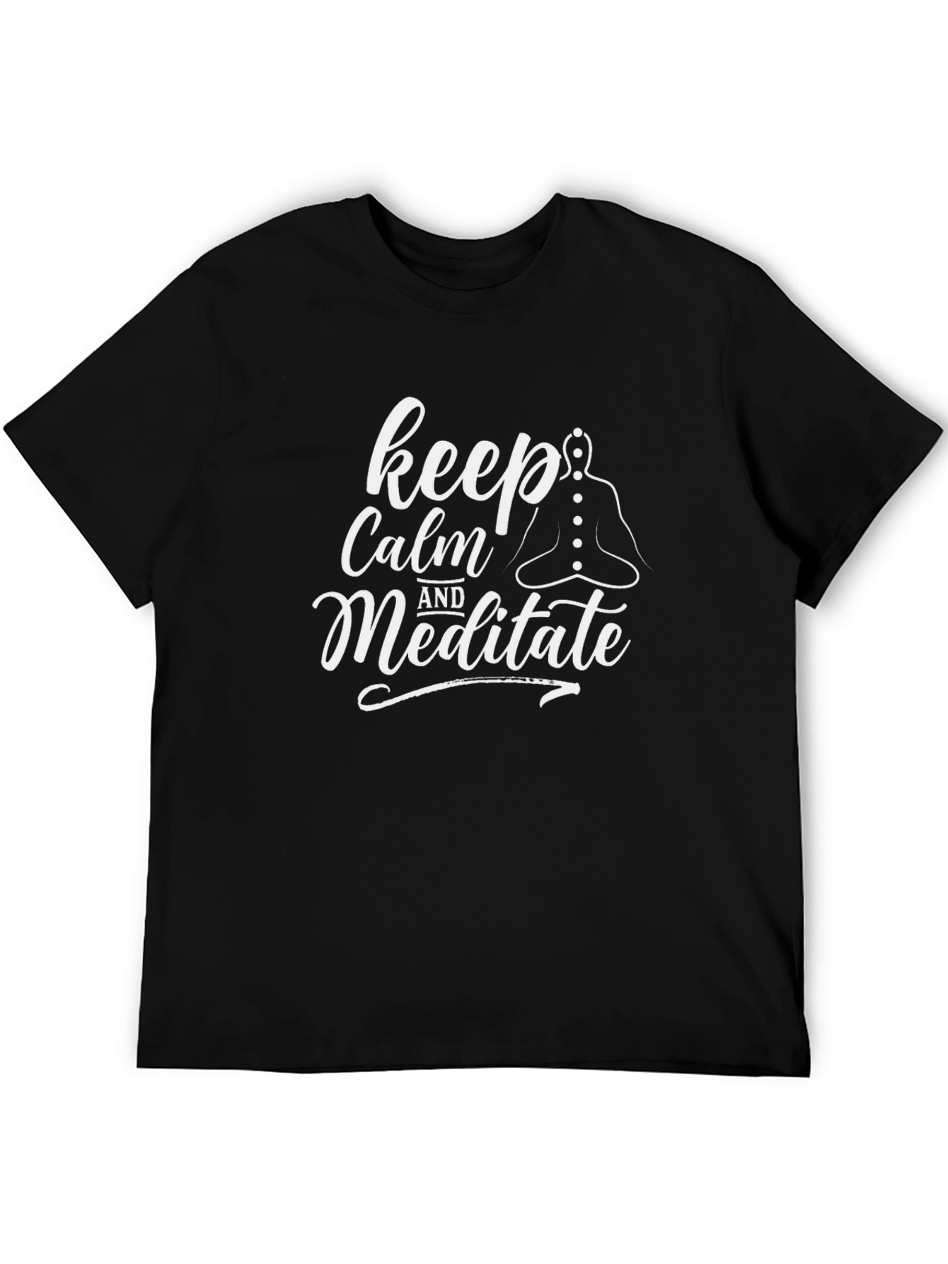 Black Keep Calm and Meditate Graphic Tee - Black T-Shirt view 5