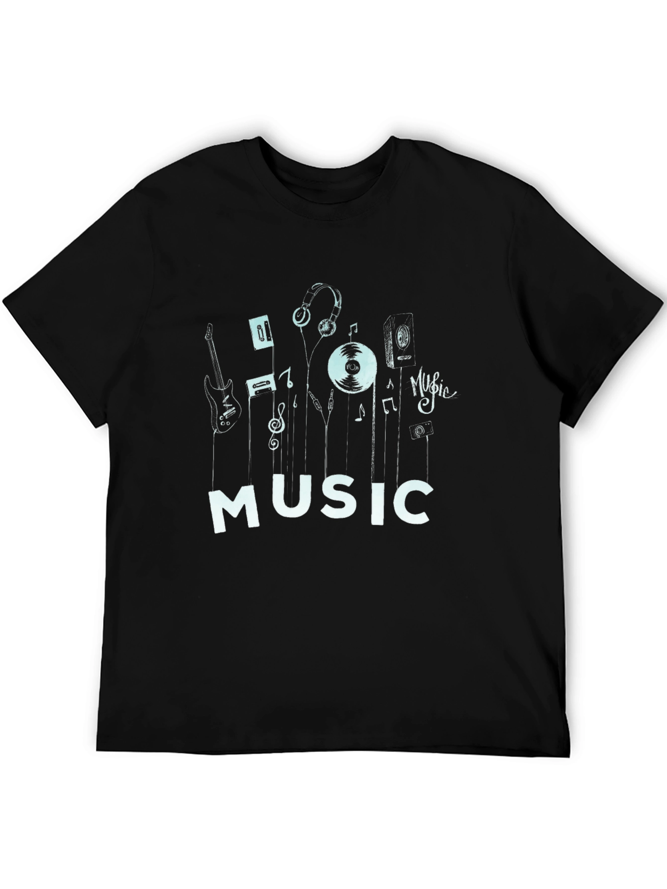 Black Music Lover's Graphic Tee - Black view 5
