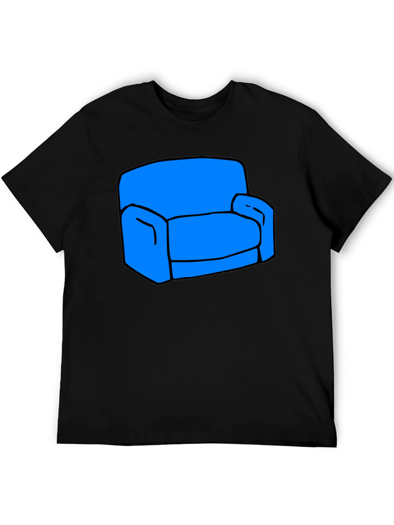 Black Novelty Couch Graphic T-Shirt - Black Cotton Tee view 5