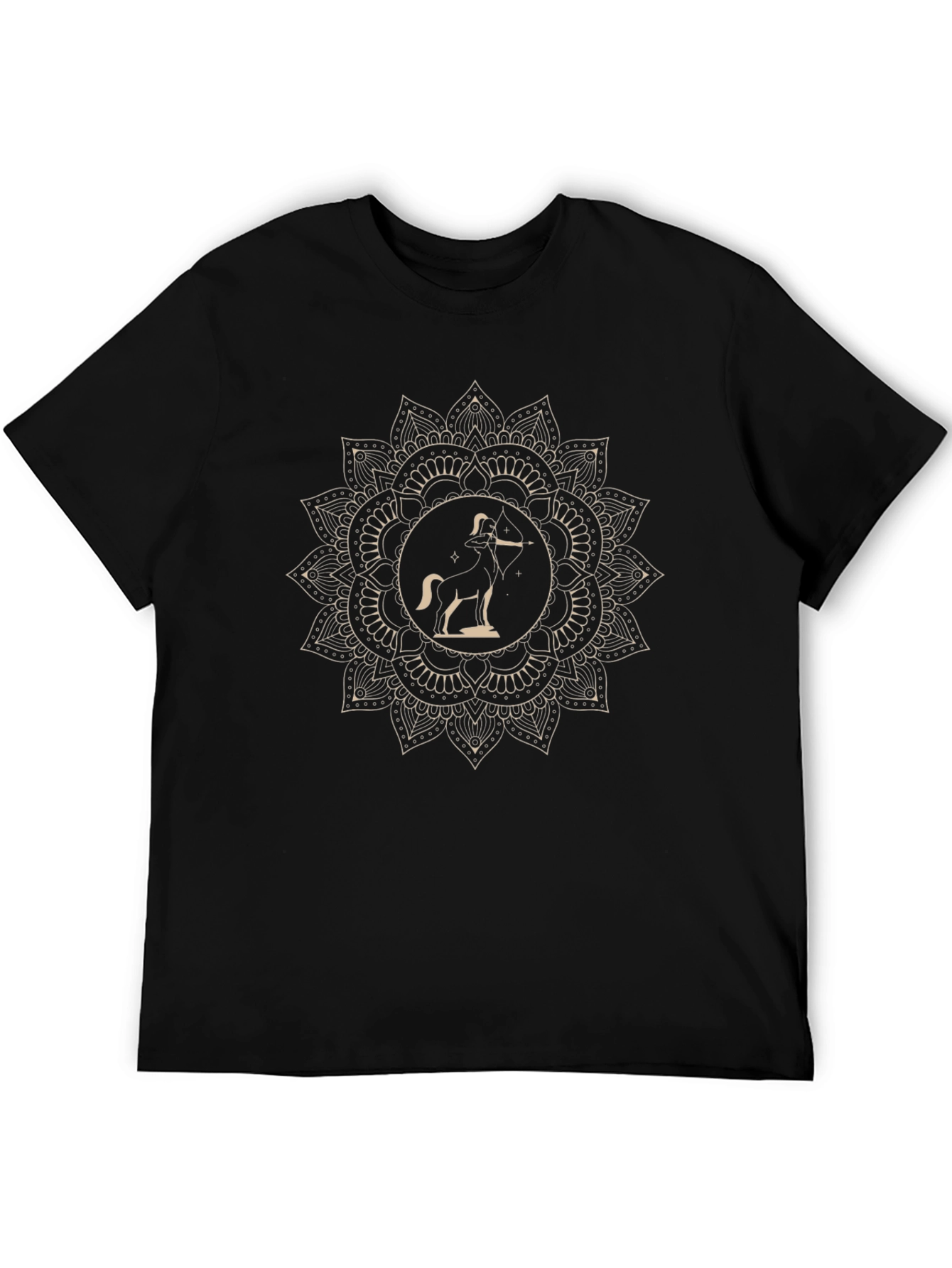 Black Sagittarius Mandala Graphic Tee - Black view 5