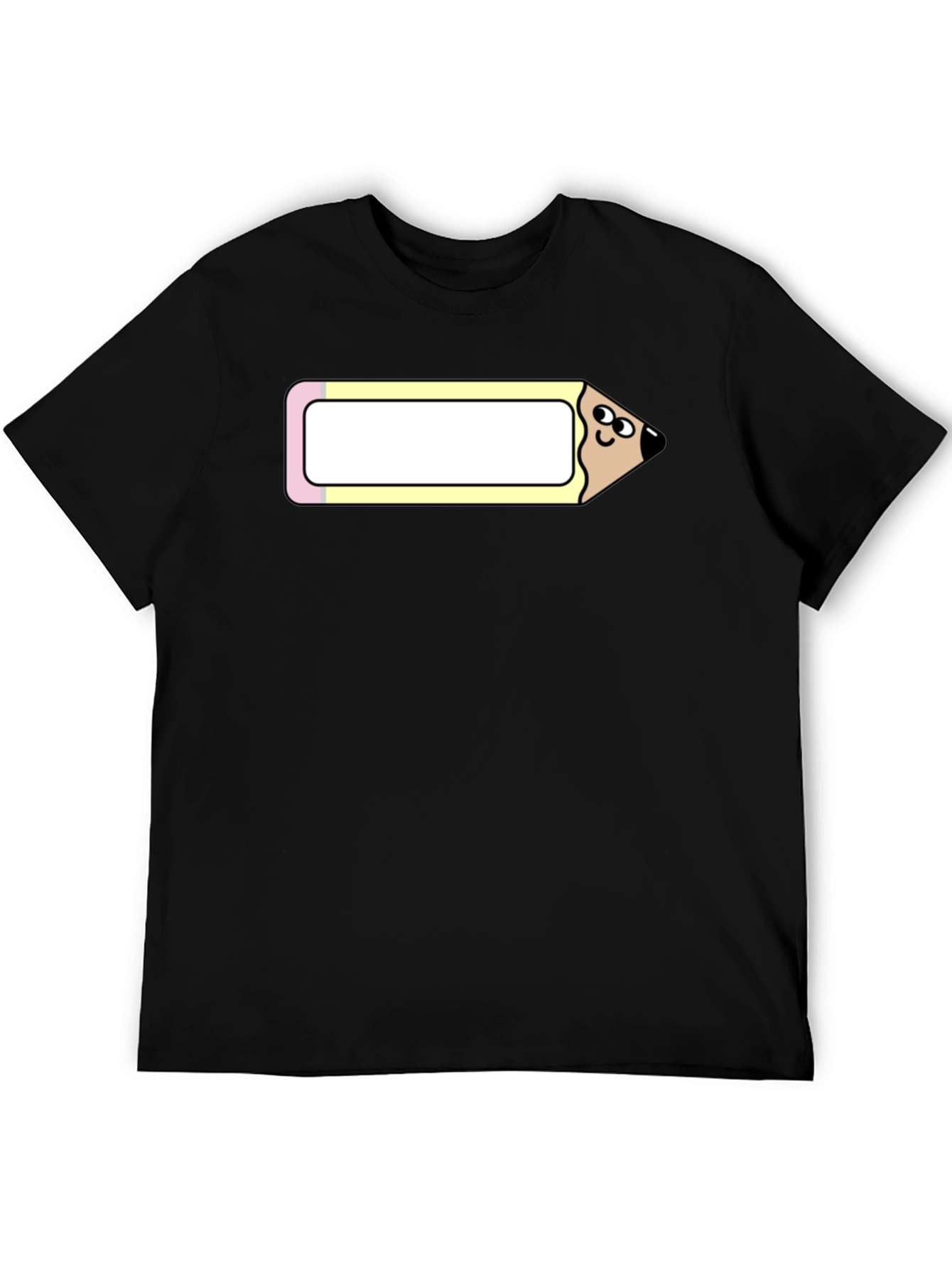 Black Funny Cartoon Pencil Graphic Tee view 5