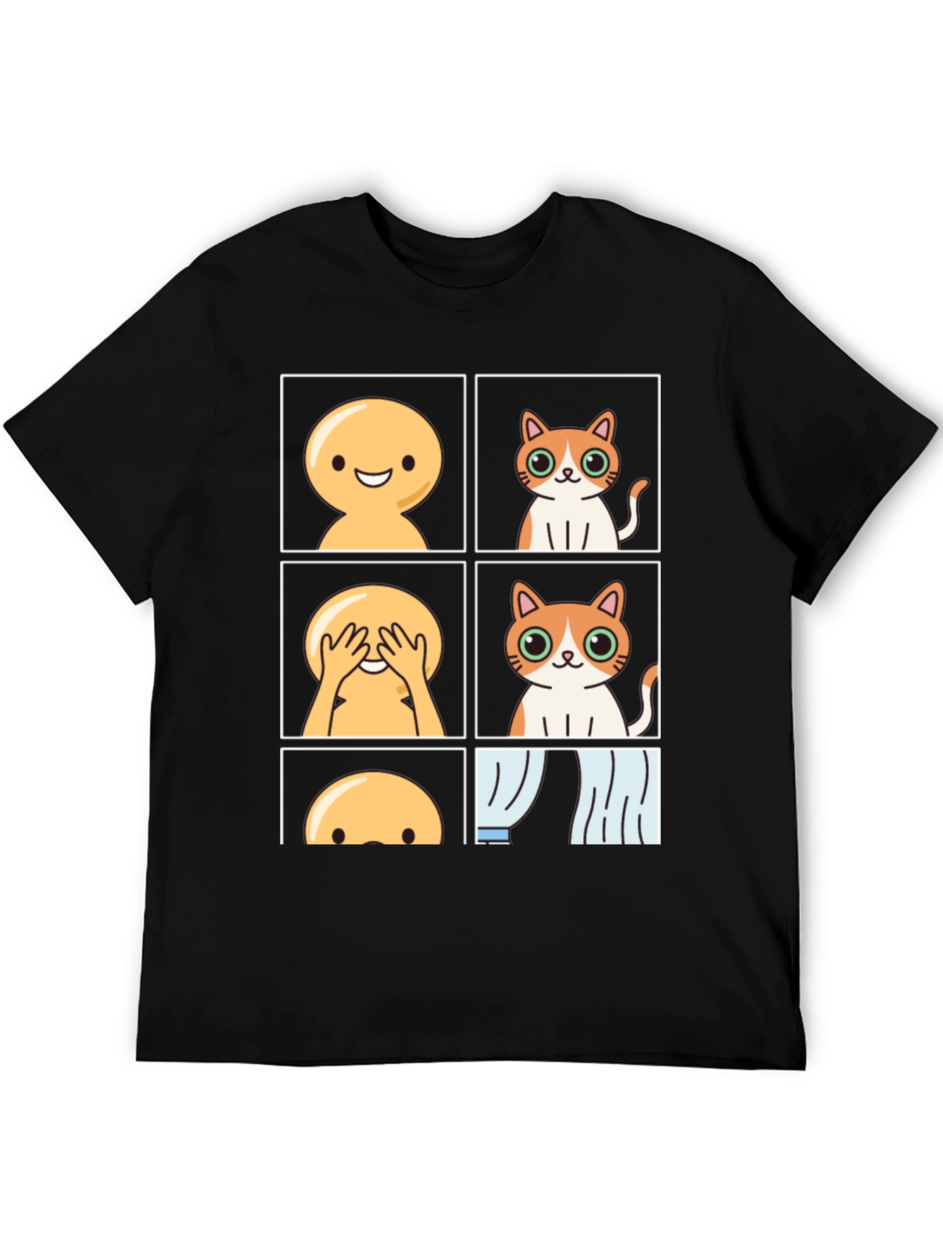 Black Peek-a-boo Cat T-Shirt: Soft Cotton, Fun Design view 5