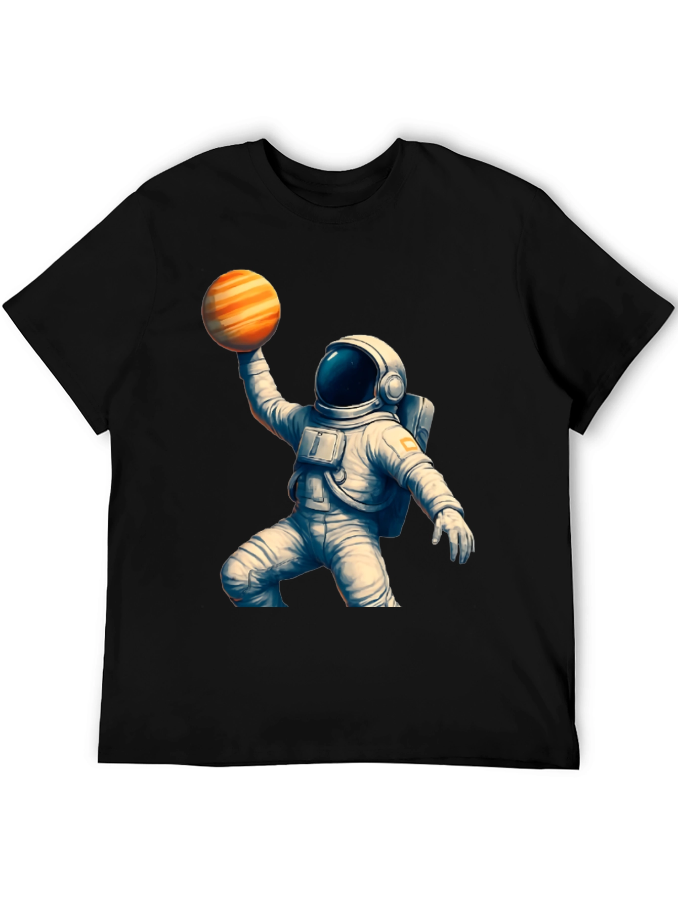 Black Astronaut Holding Planet T-Shirt - Space Lover Gift view 5