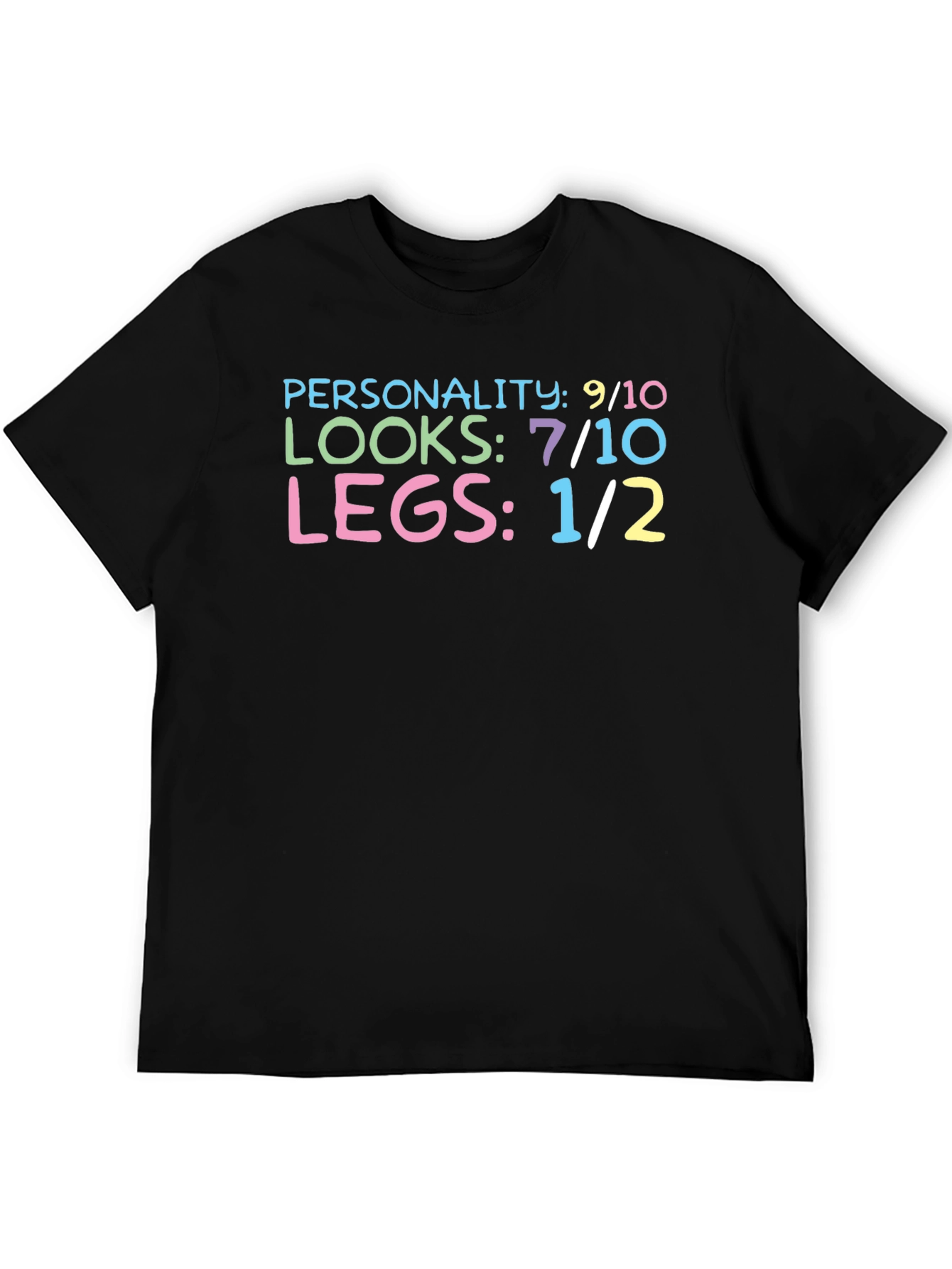 Black Funny "Personality Looks Legs" Graphic T-Shirt view 5