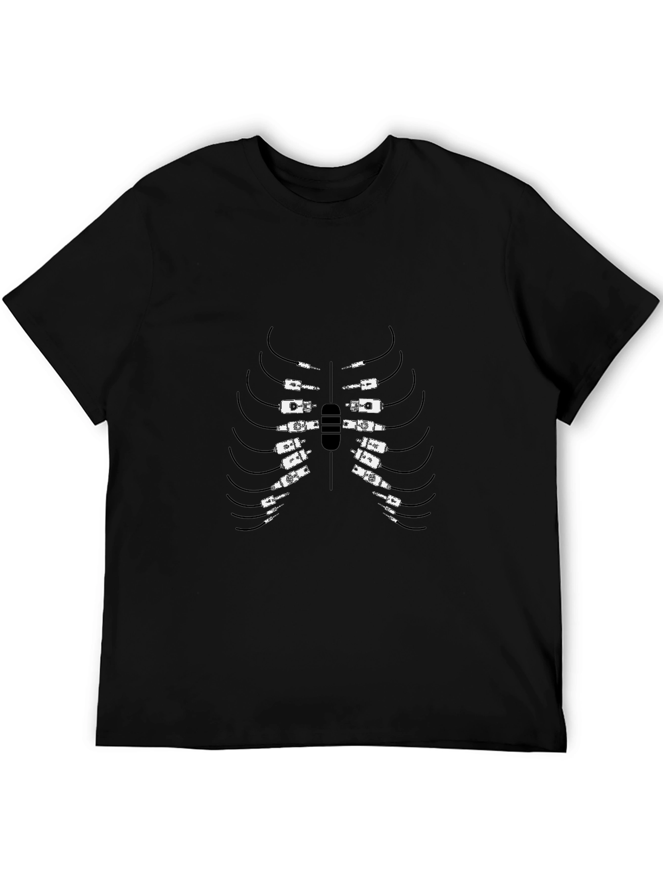 Black Rib Cage Microphone Graphic Tee - Black view 5