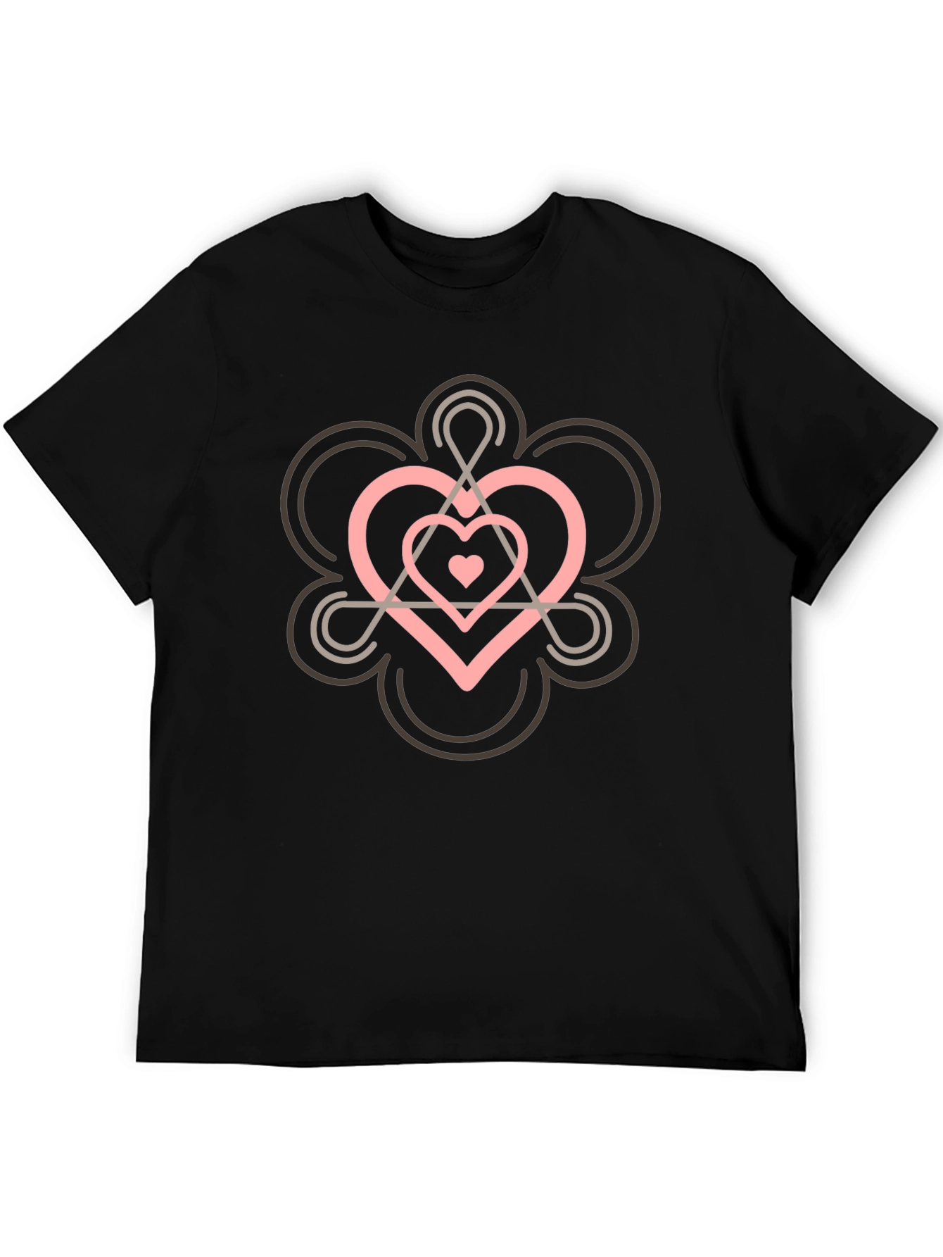 Black Heart Chakra Symbol Black T-Shirt view 5