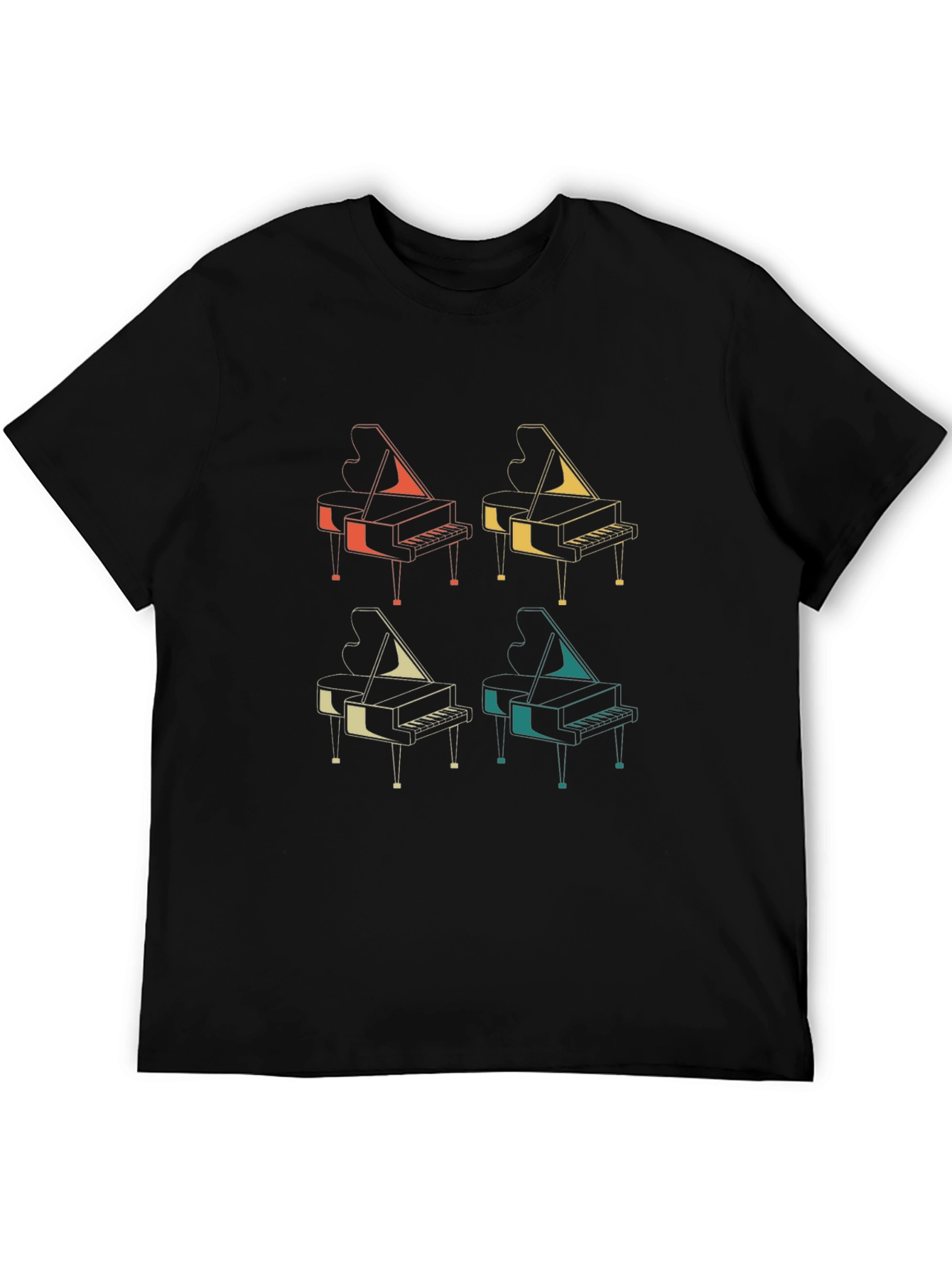 Black Retro Piano T-Shirt - Music Lover's Tee view 5