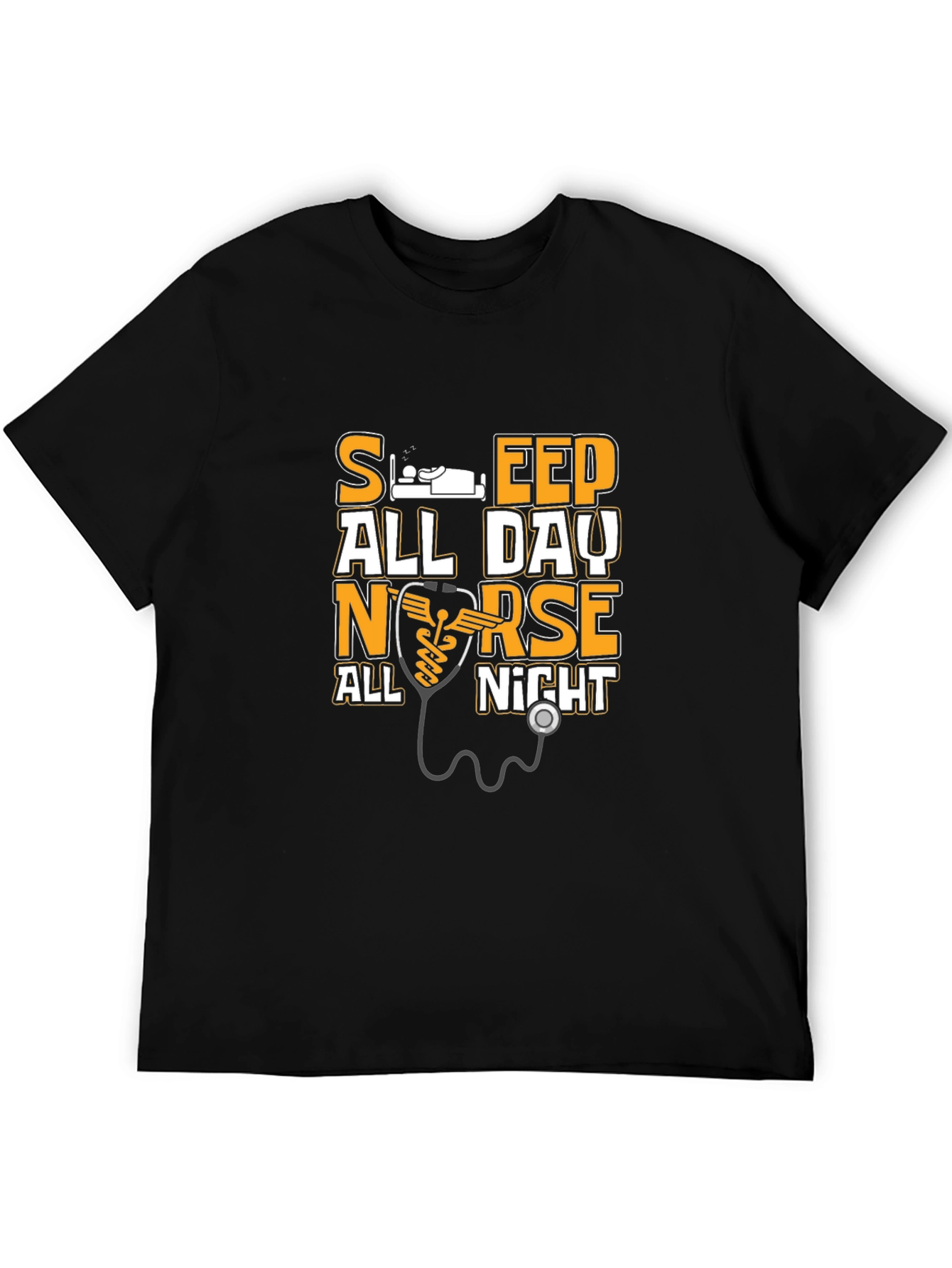 Black Sleep All Day Nurse All Night T-Shirt view 5
