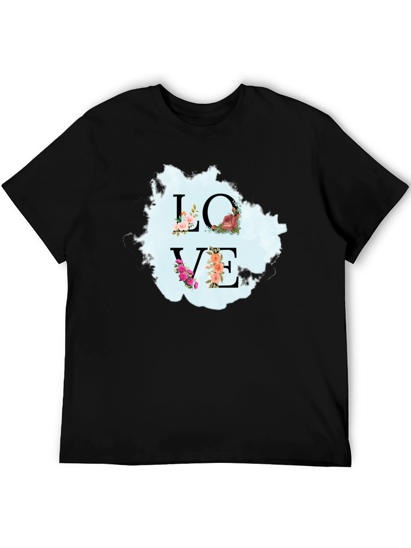 Black Floral Love T-Shirt - Stylish Graphic Tee view 5