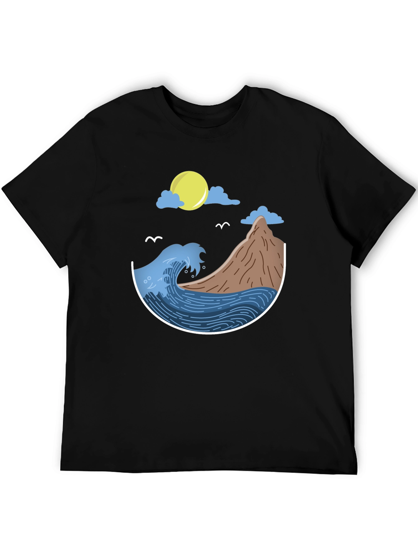 Black Ocean Scene Graphic T-Shirt - Black view 5