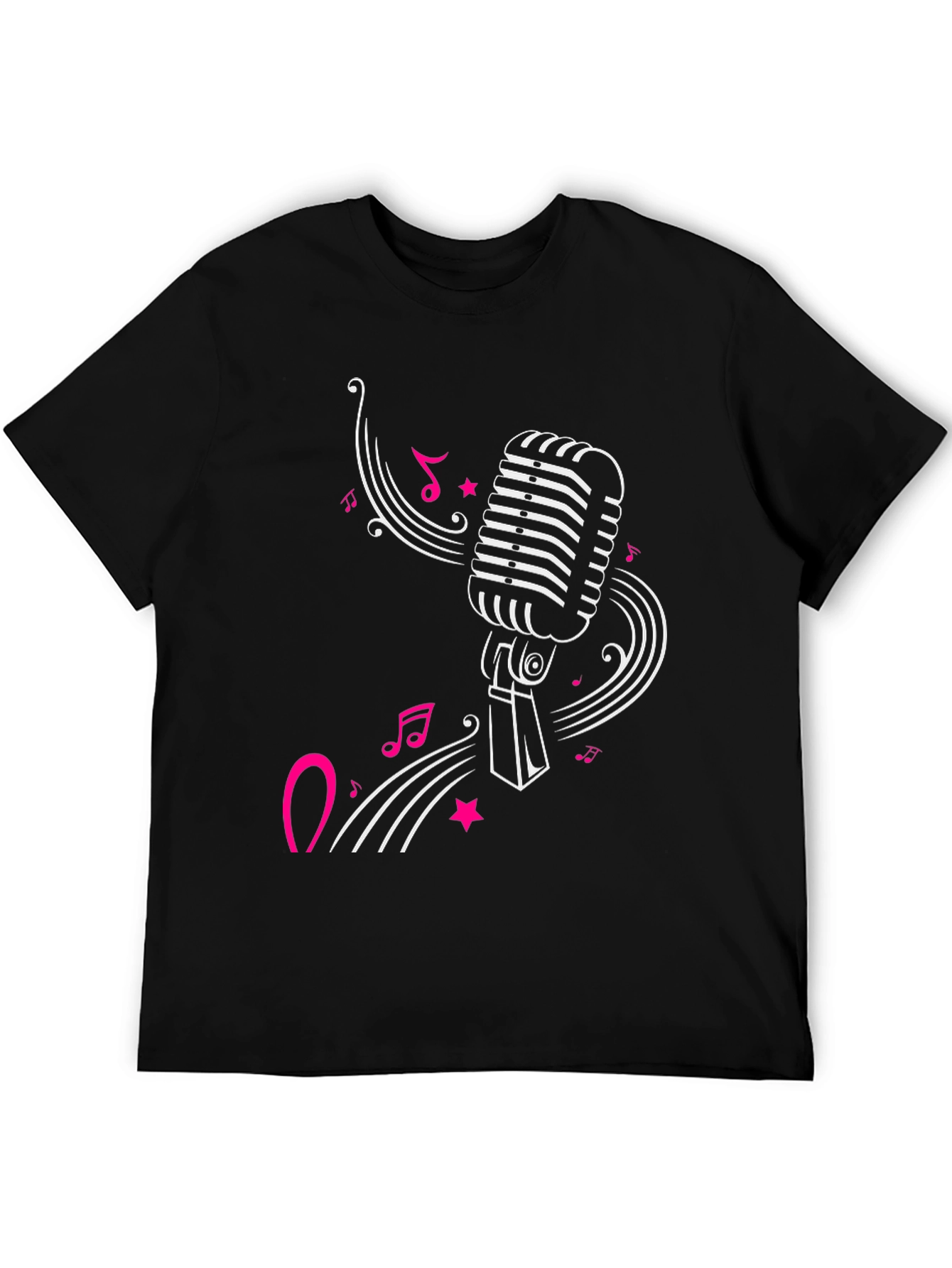 Black Retro Microphone Graphic Tee - Black view 5