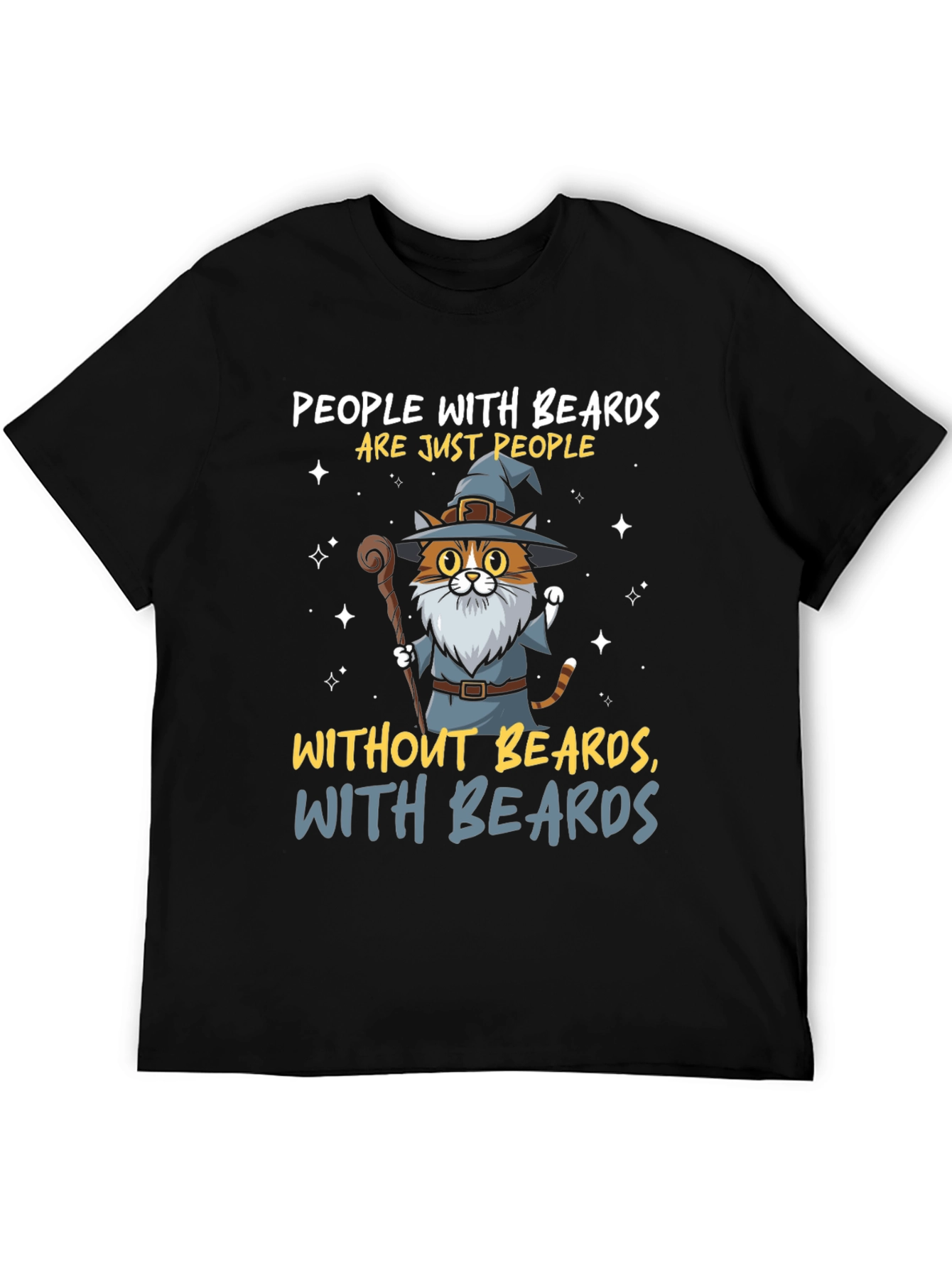 Black Wizard Cat Beard T-Shirt view 5