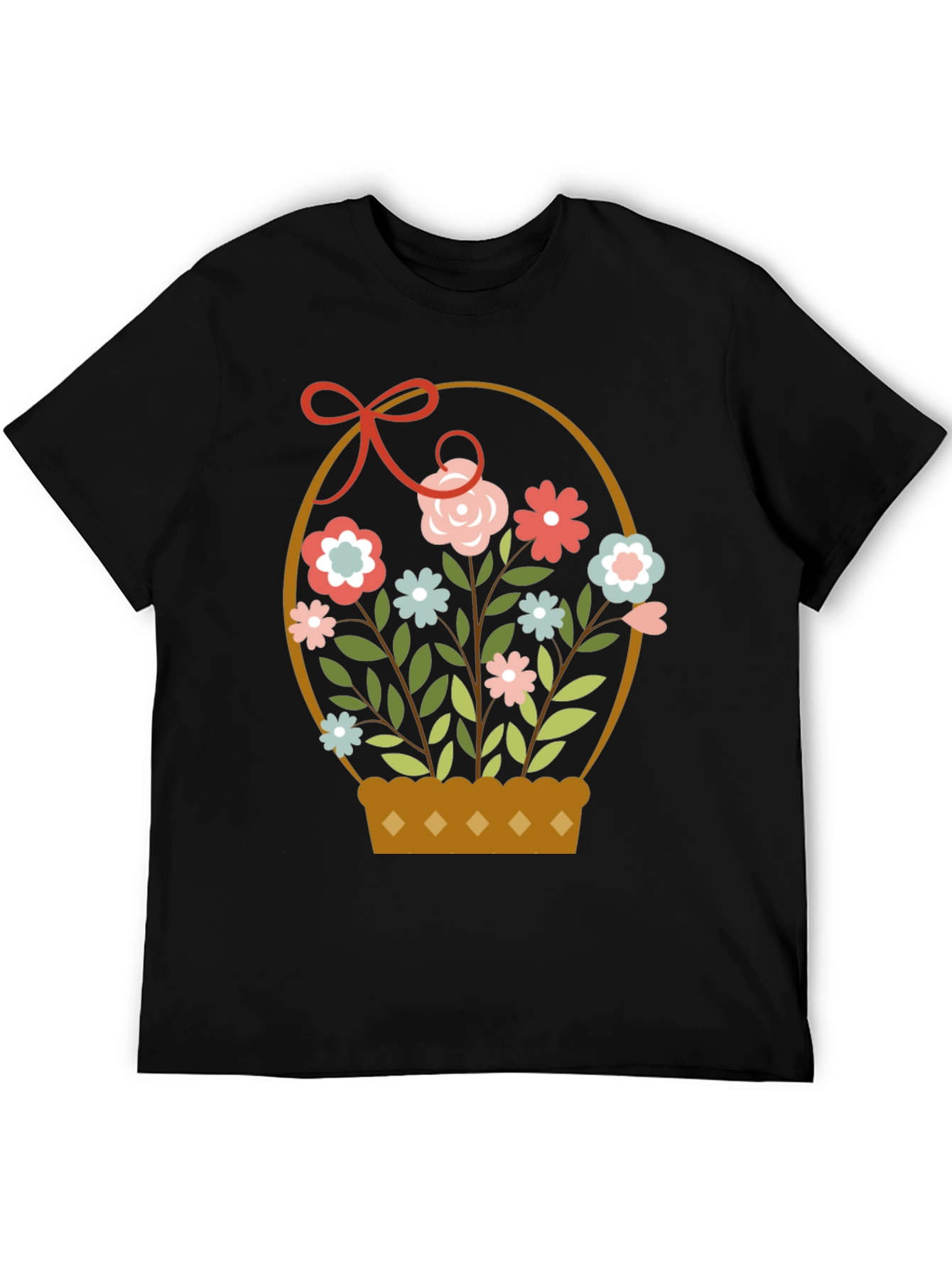 Black Floral Basket T-Shirt view 5