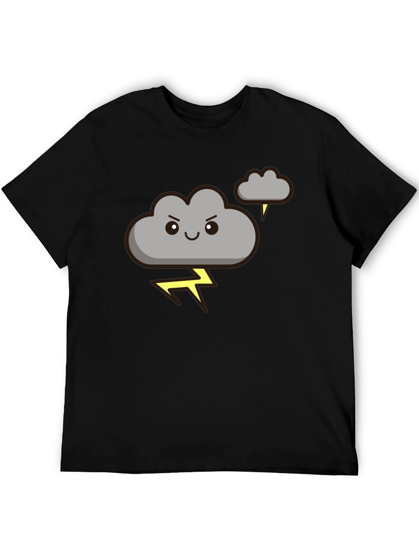 Black Cartoon Cloud Lightning Graphic Tee - Black view 5