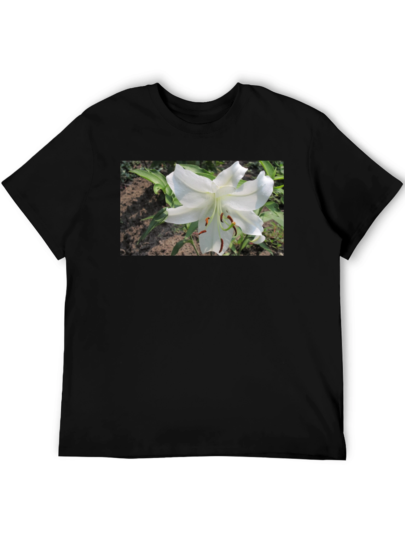 Black White Lily Graphic Tee - Soft Cotton Blend view 5