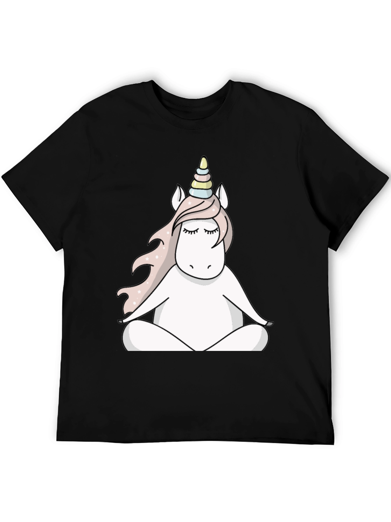 Black Unicorn Meditating T-Shirt view 5