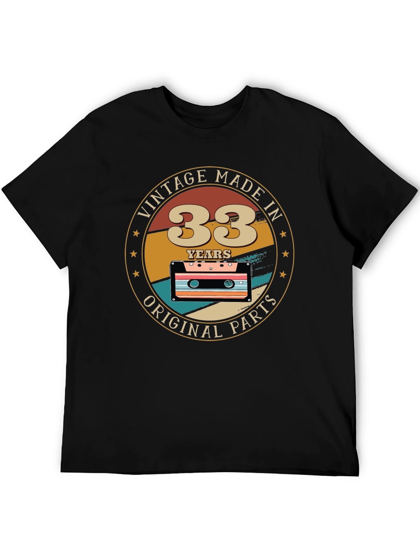 Black Vintage 33 Years Original Parts T-Shirt view 5