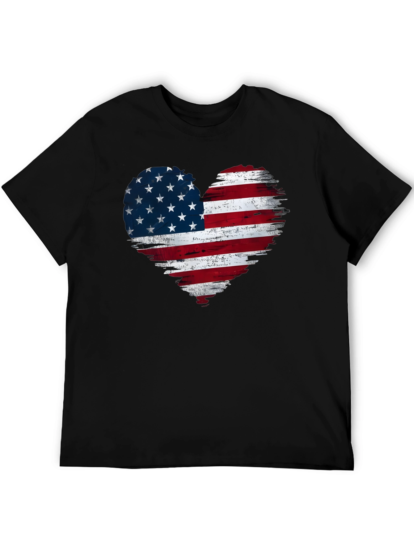 Black American Flag Heart Graphic T-Shirt view 5