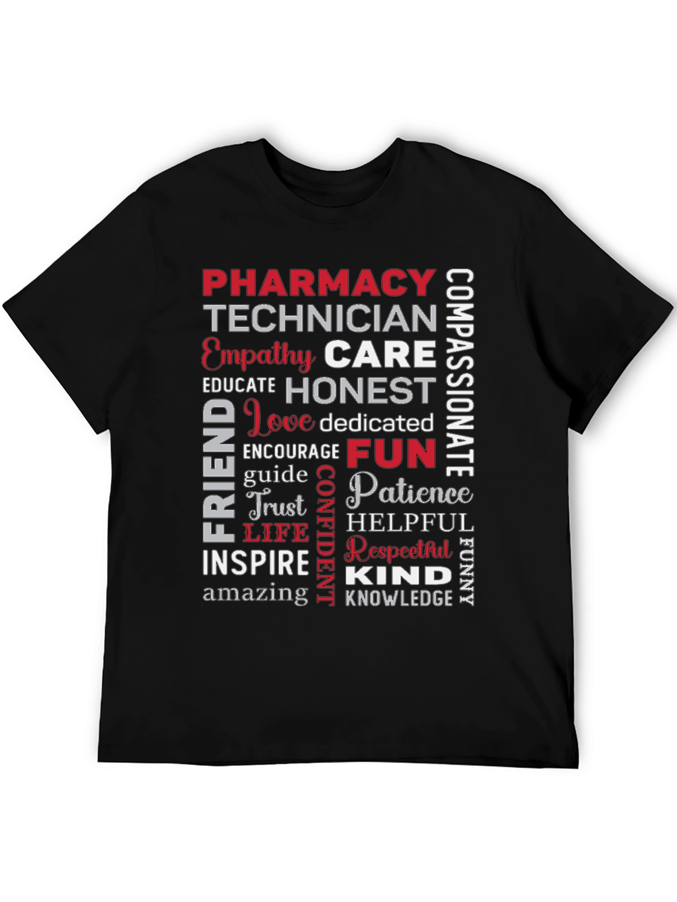 Black Pharmacy Technician Word Art T-Shirt view 5