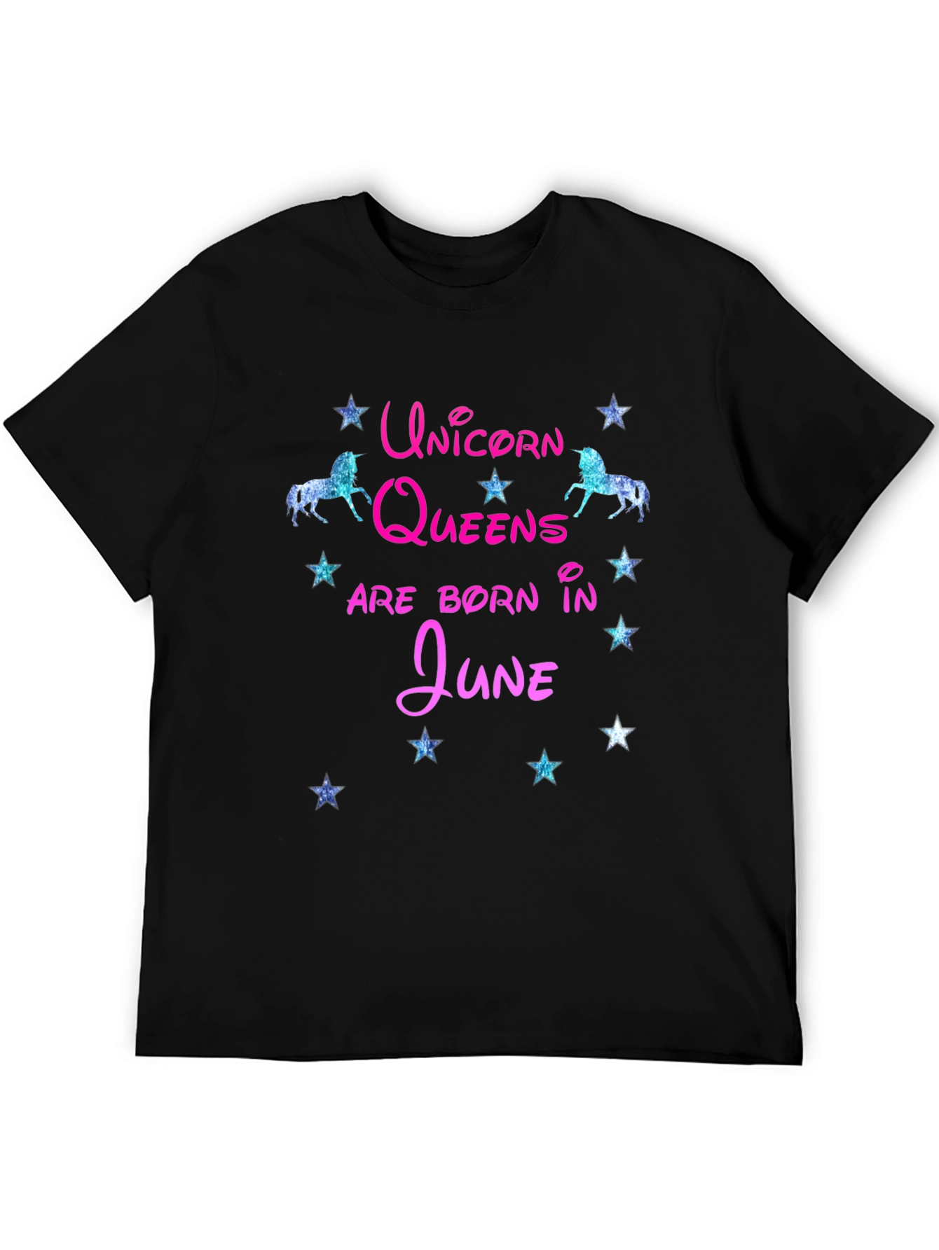 Black Unicorn Queens Born in June T-Shirt view 5